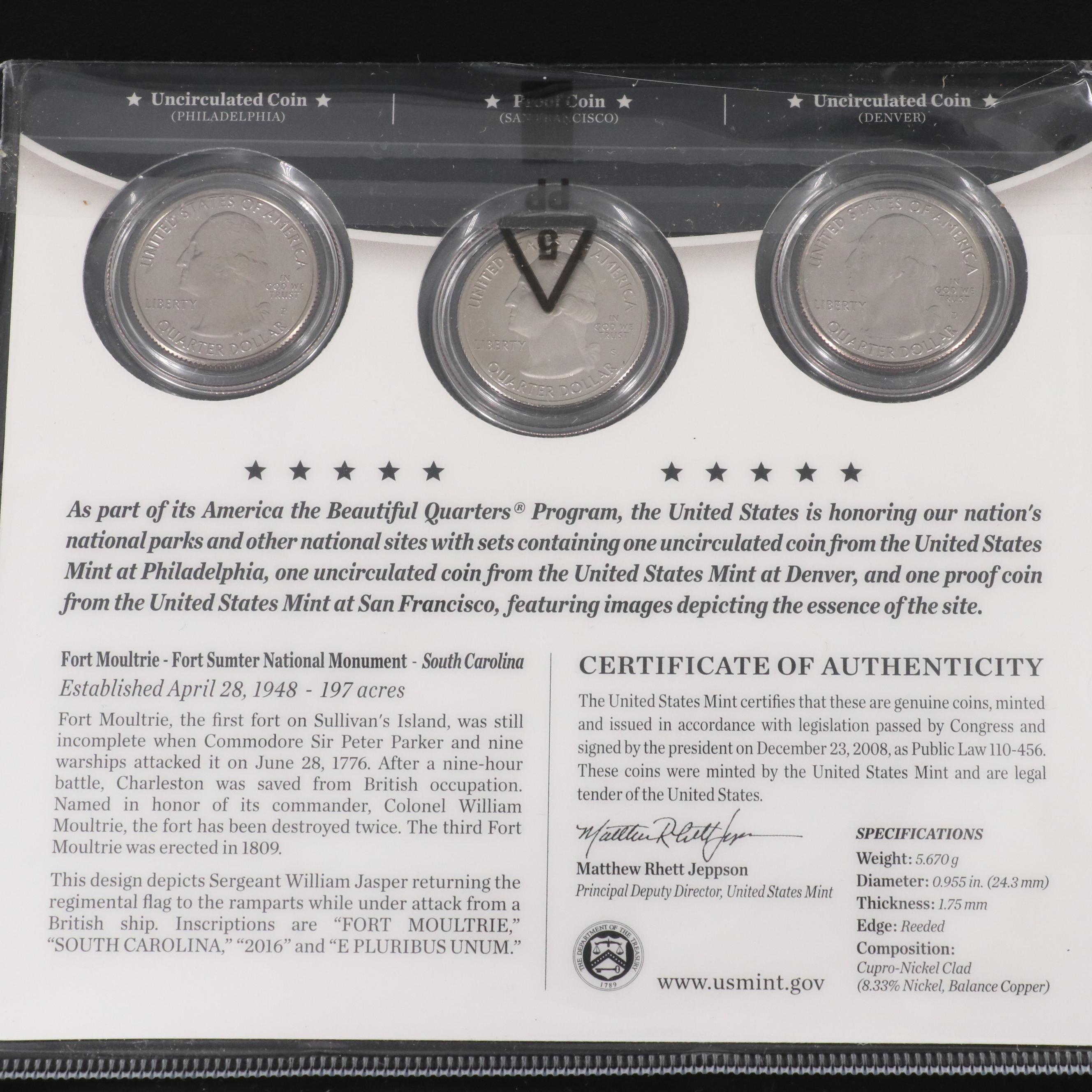 Ten Different America the Beautiful Quarters 3-Coin Sets