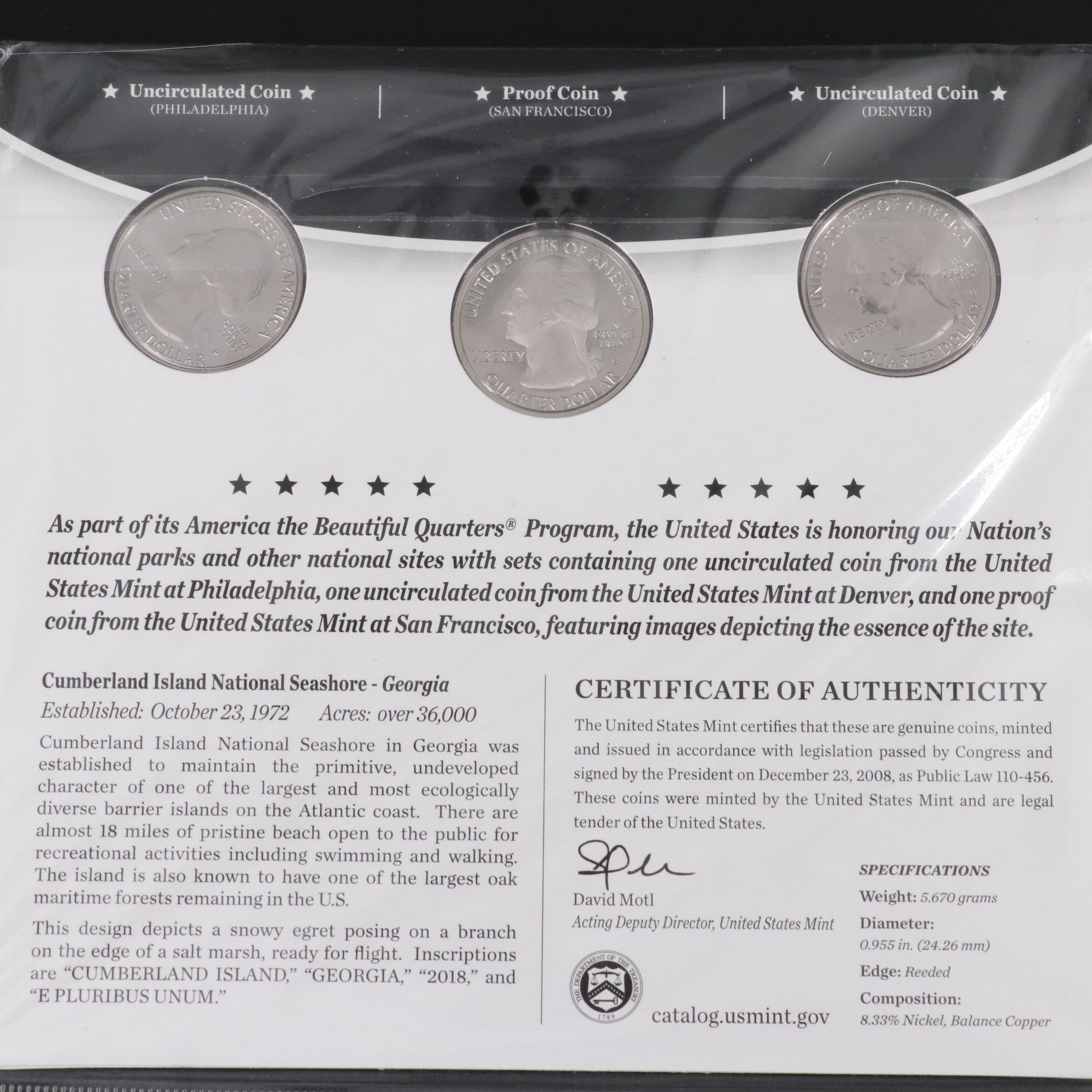 Ten Different America the Beautiful Quarters 3-Coin Sets