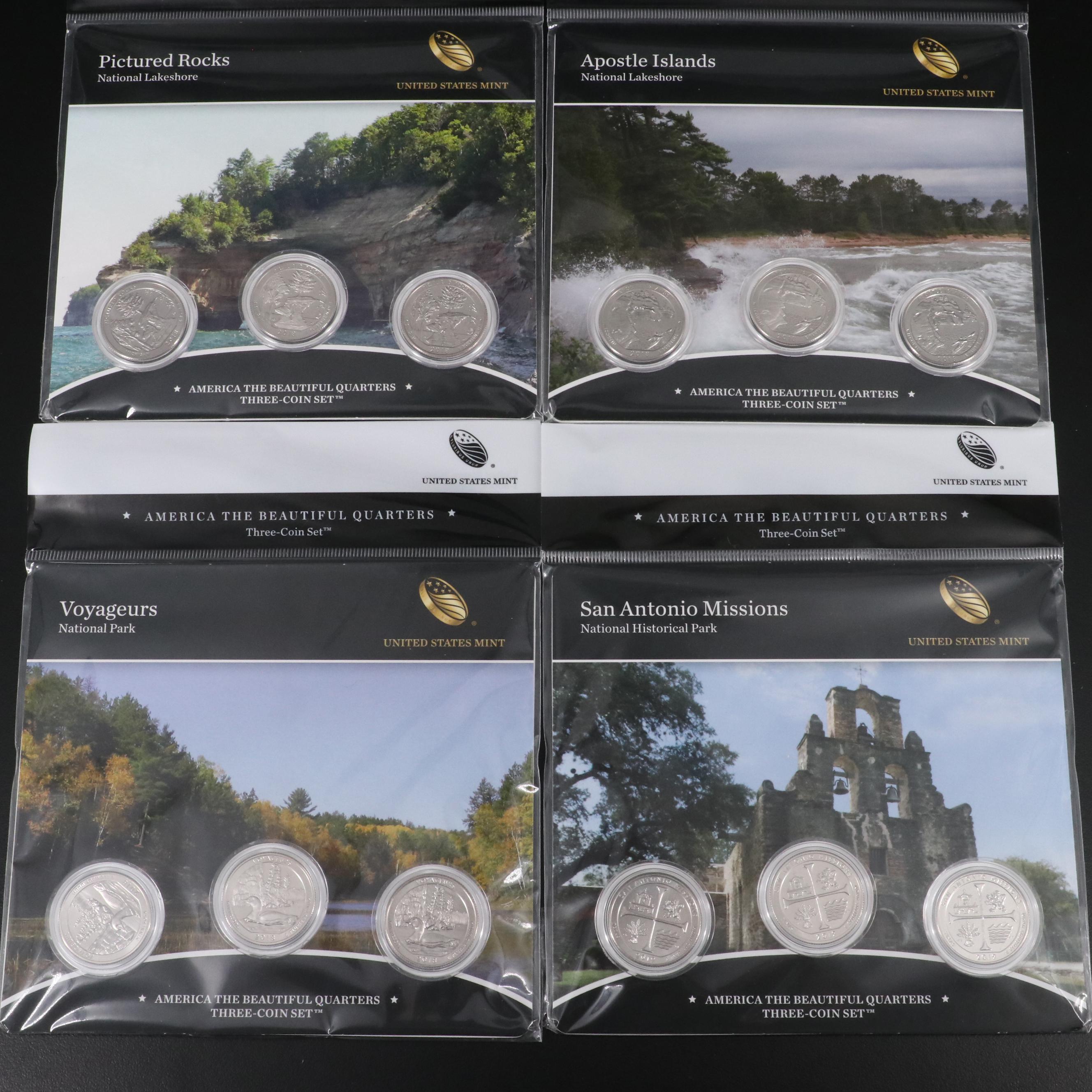 Ten Different America the Beautiful Quarters 3-Coin Sets
