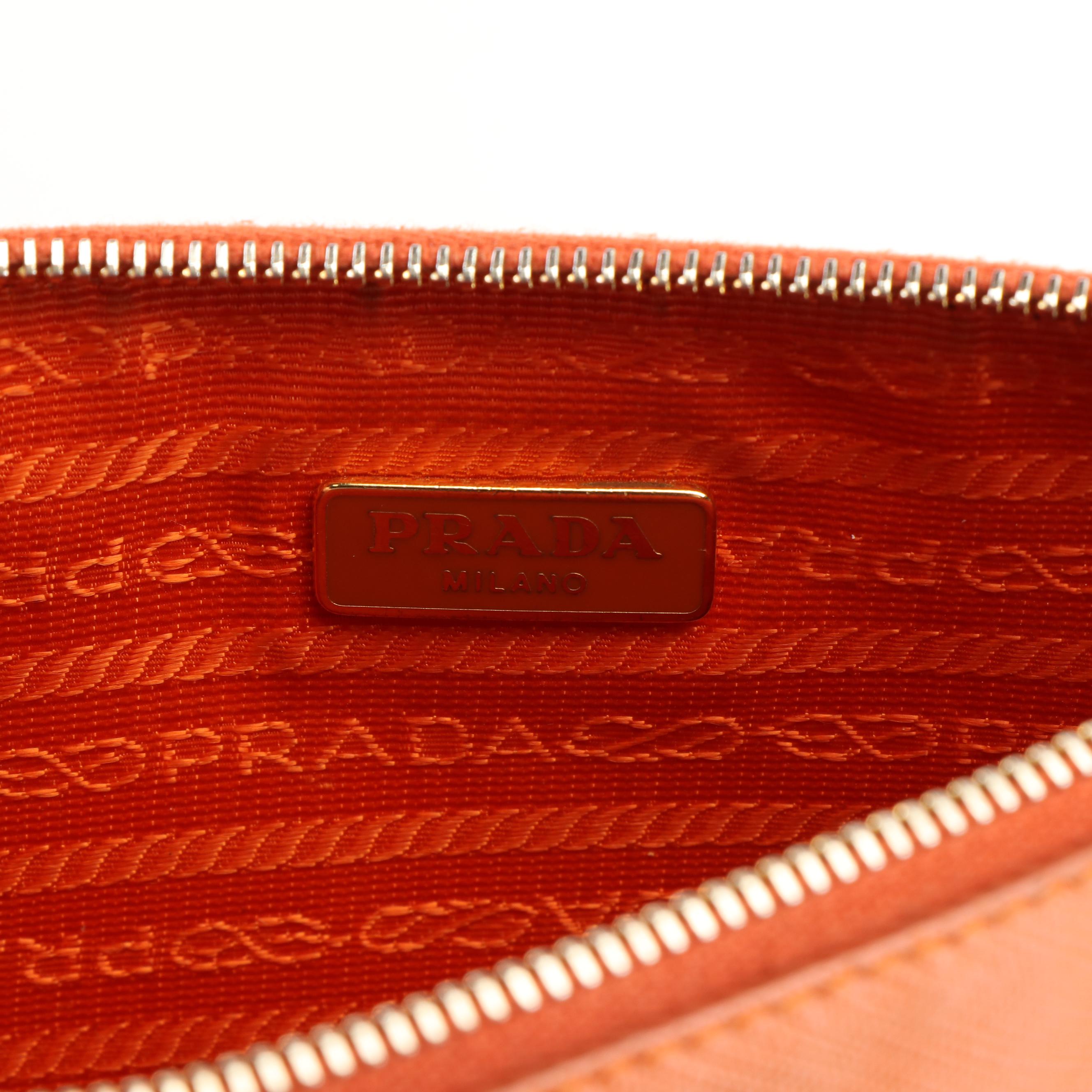 Prada Clutch in Orange Saffiano Leather