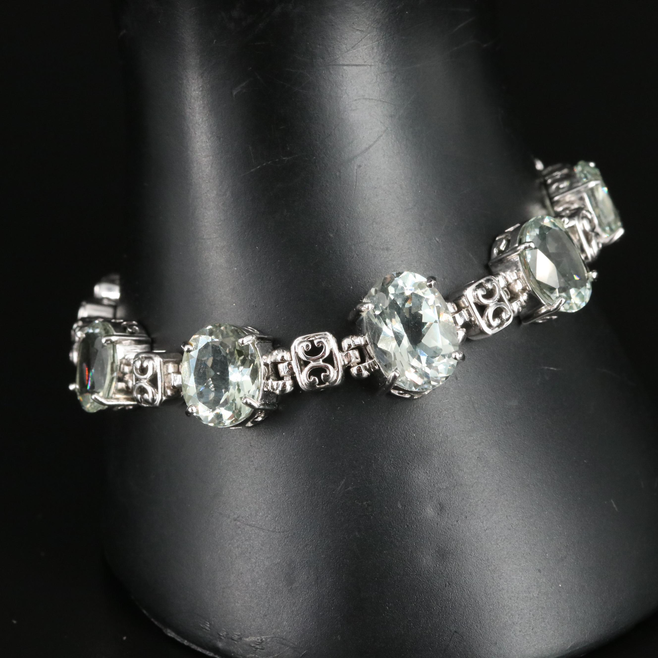 Sterling Graduated Prasiolite Bracelet