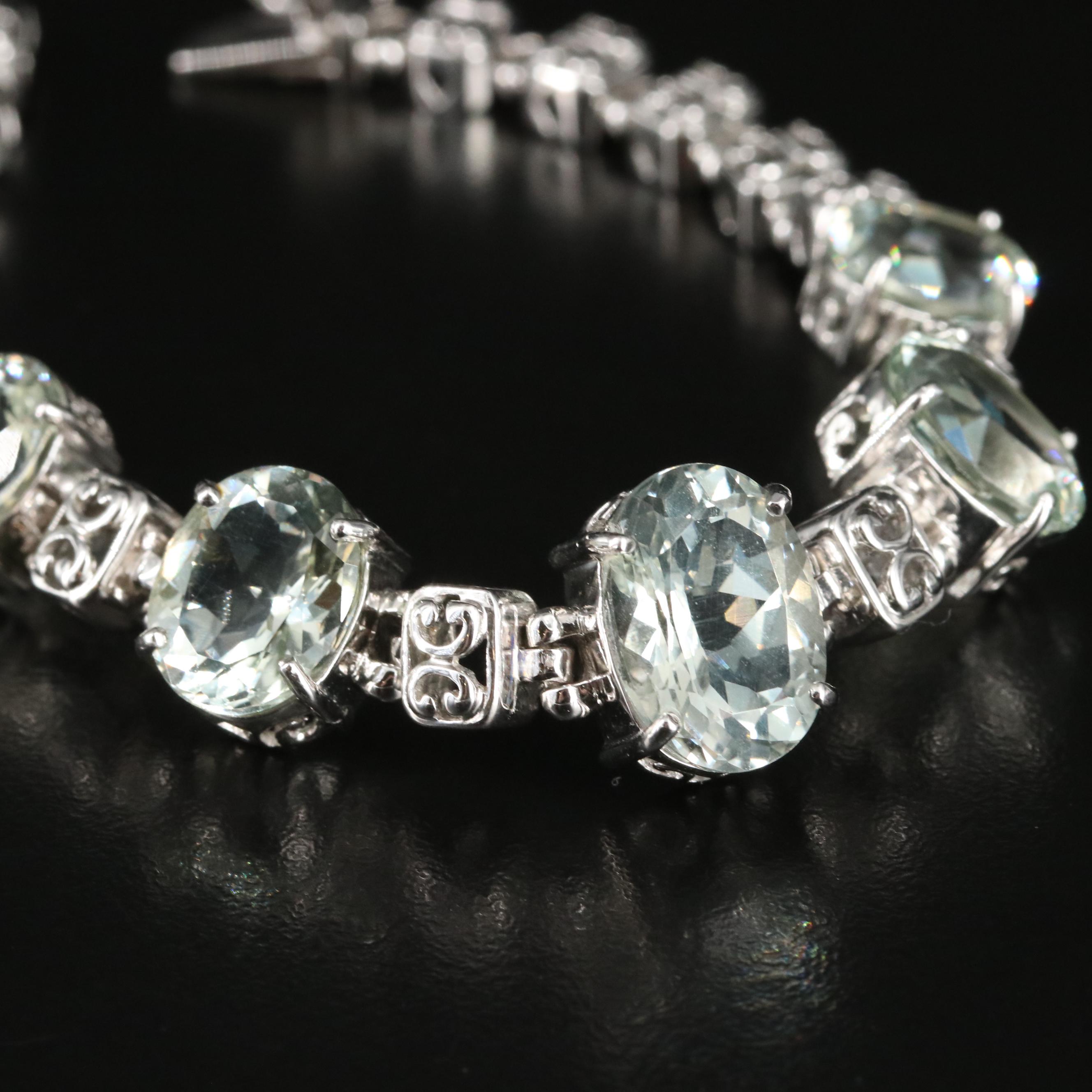 Sterling Graduated Prasiolite Bracelet
