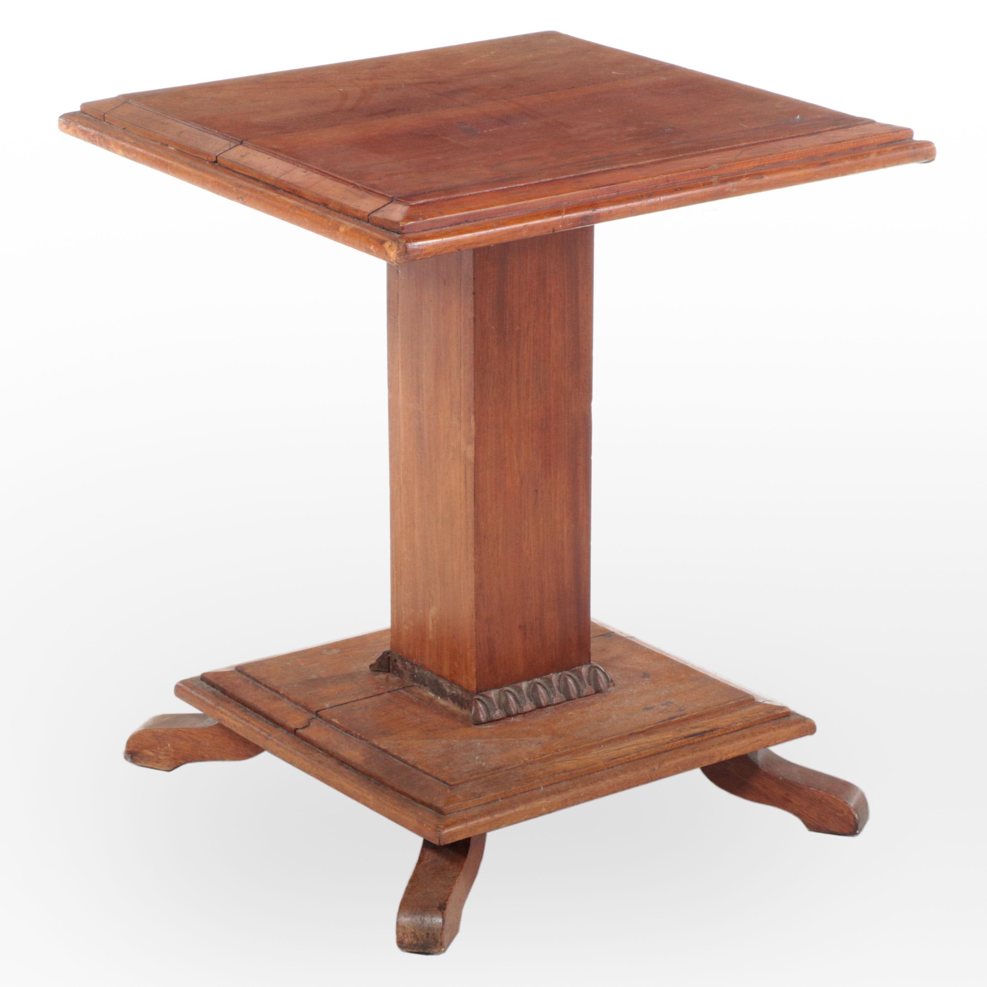 American Empire Revival Mahogany Pedestal Side Table, Early 20th Century