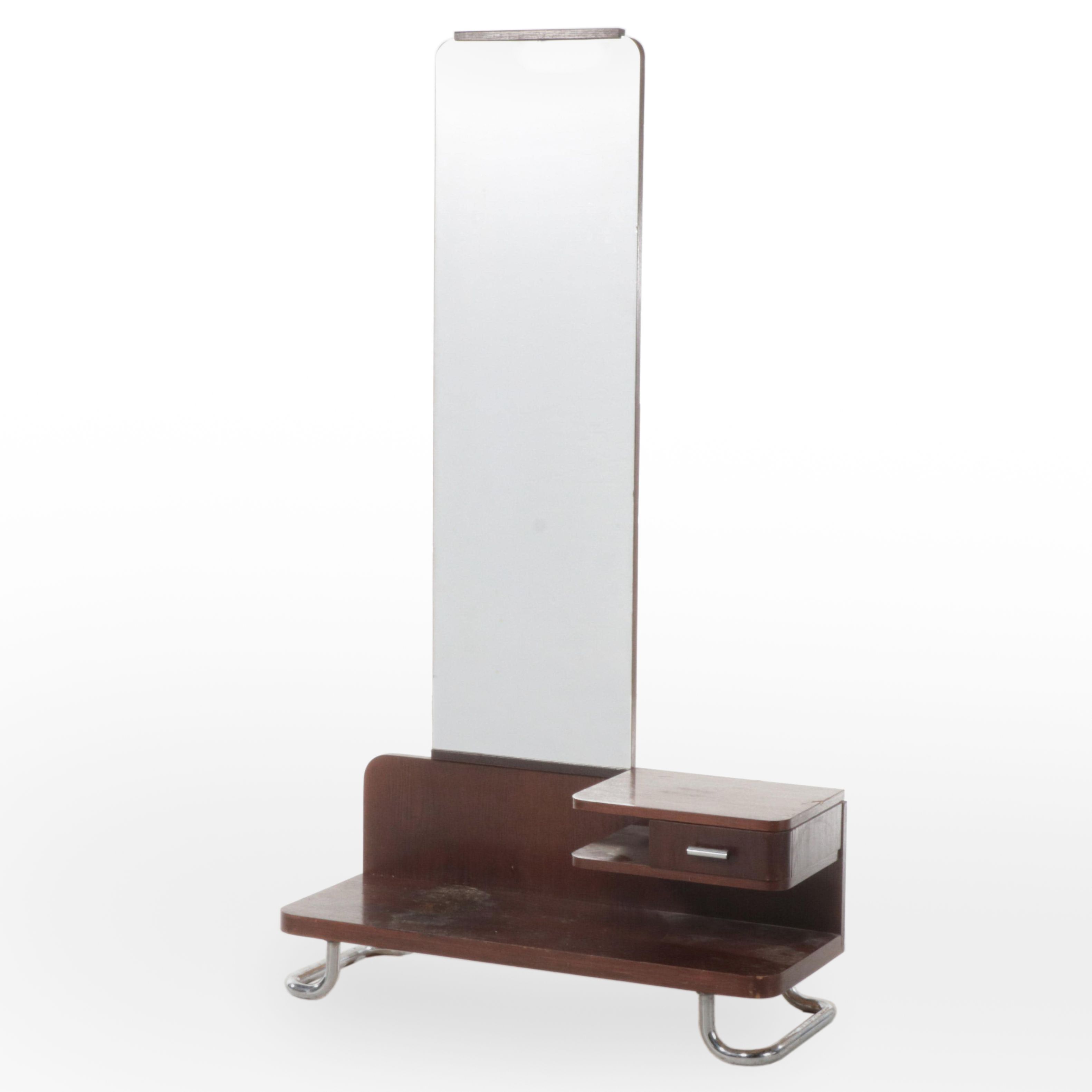 Art Deco Oak and Chrome Dressing Stand with Mirror, circa 1930