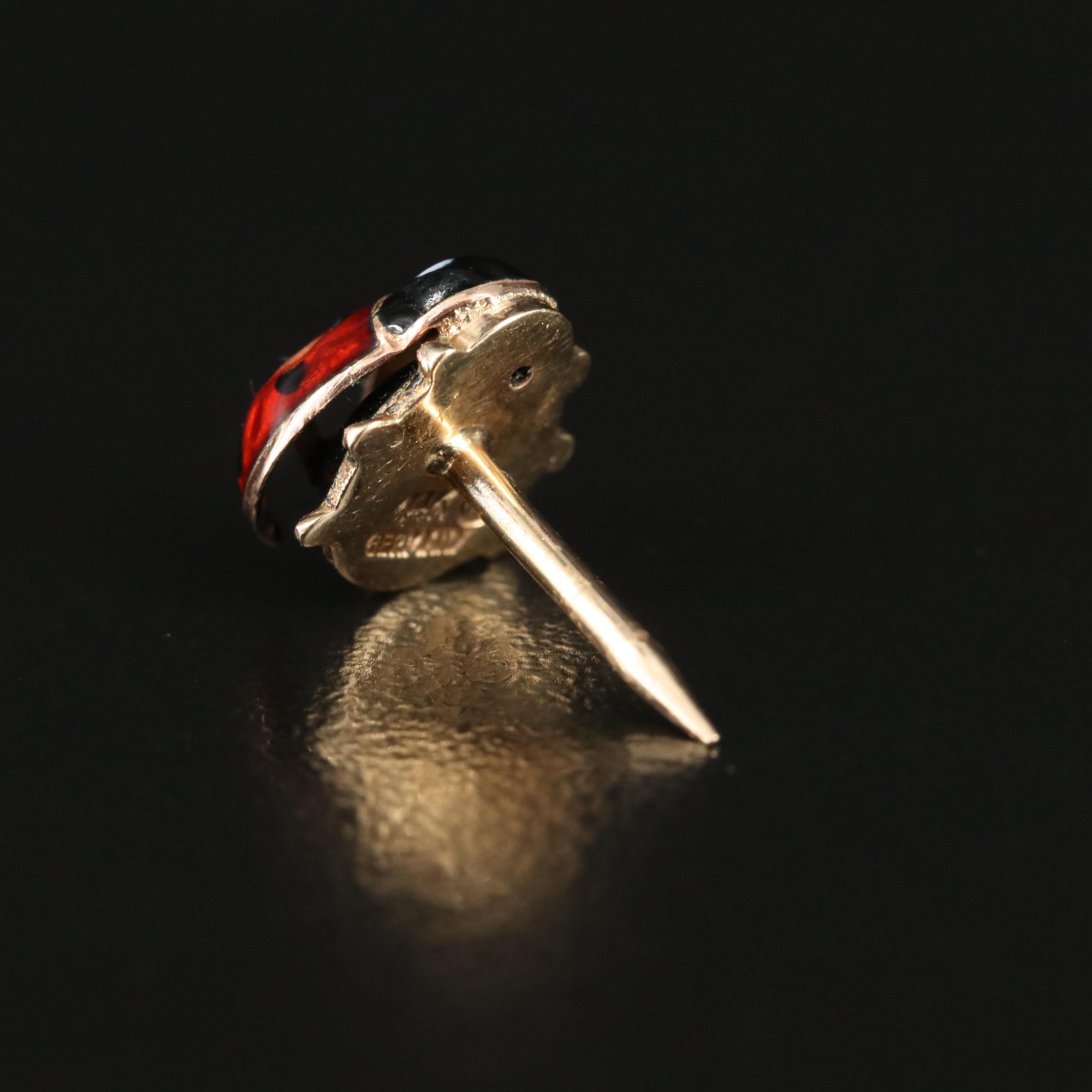14K Enameled Ladybug Pin