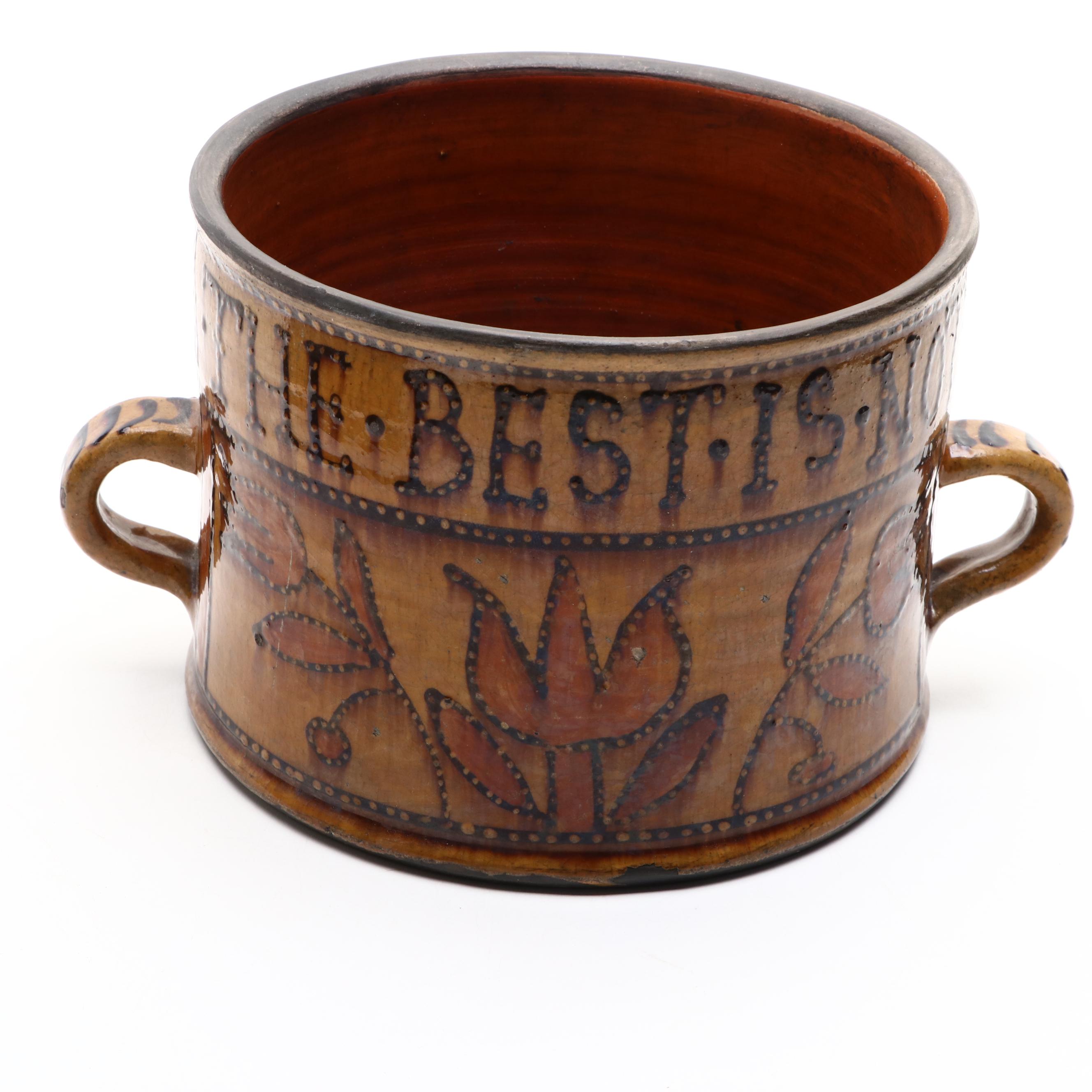 Mary Shooner American Redware Pottery Planter with Greg Shooner Redware Mug