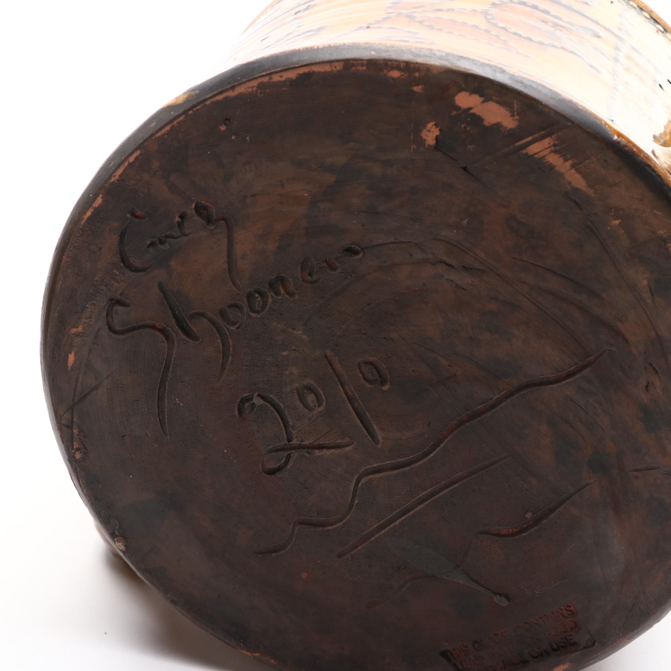 Mary Shooner American Redware Pottery Planter with Greg Shooner Redware Mug