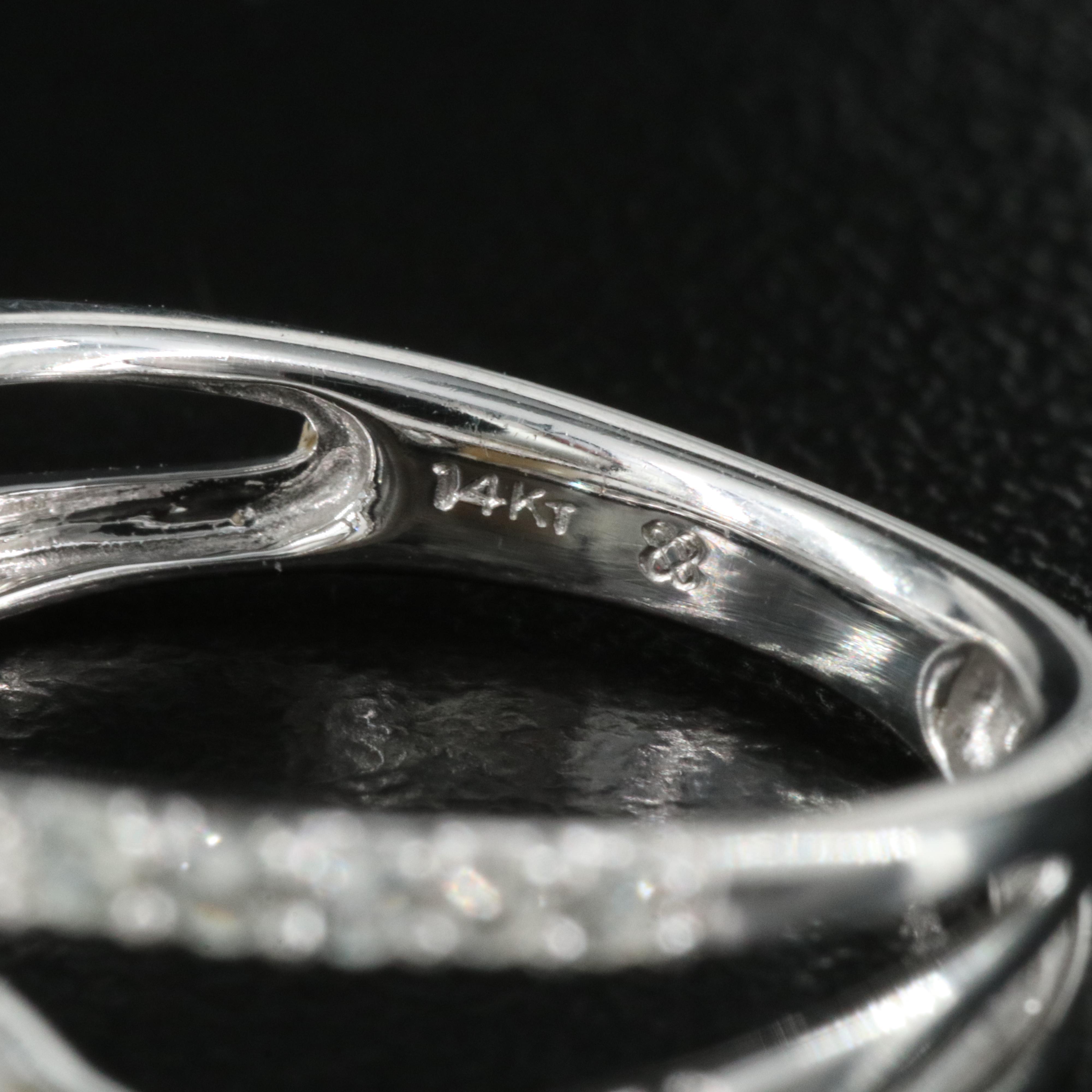 14K Pearl and White Sapphire Crossover Ring