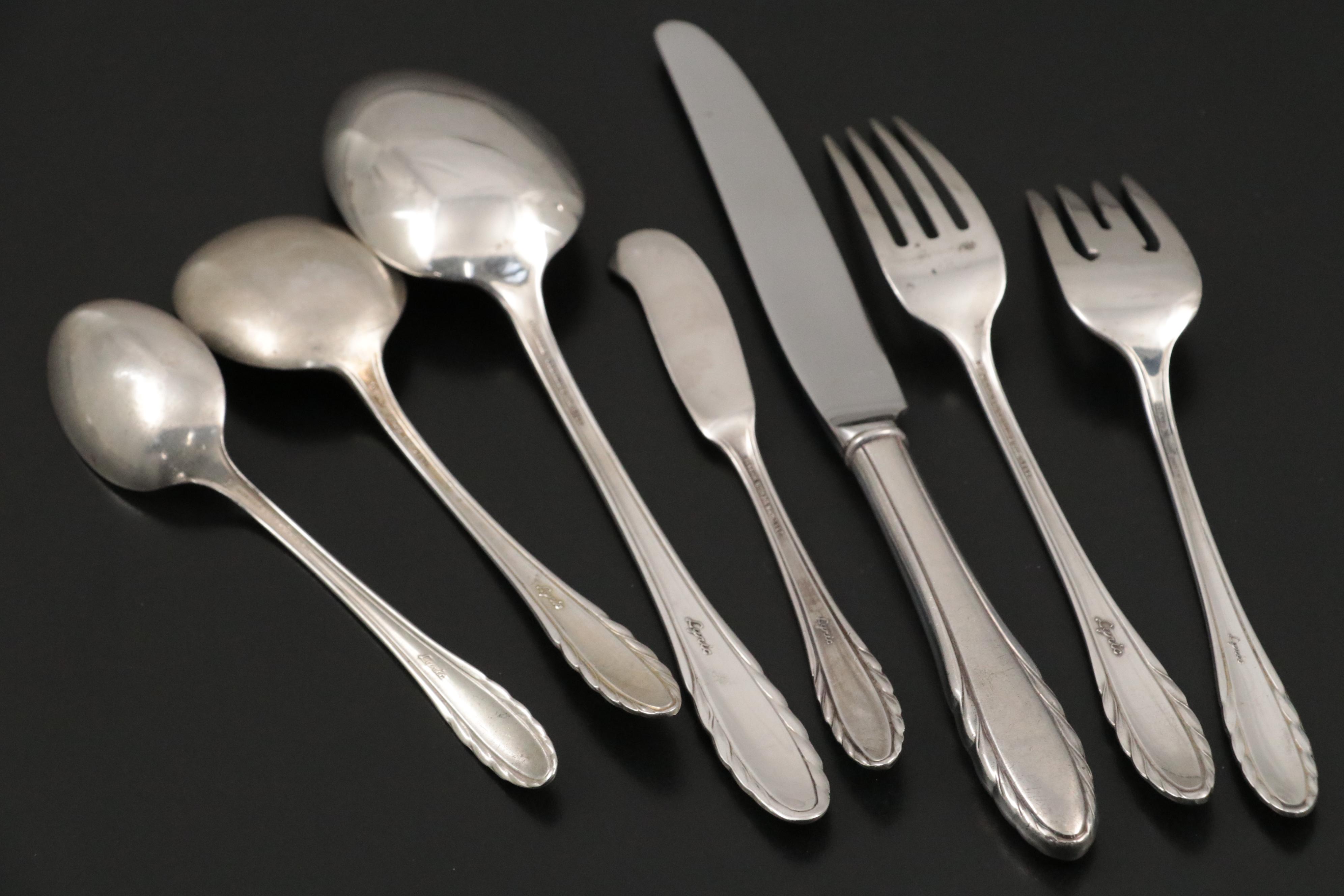 Gorham "Lyric" Sterling Silver Flatware with Wolff Presentation Chest
