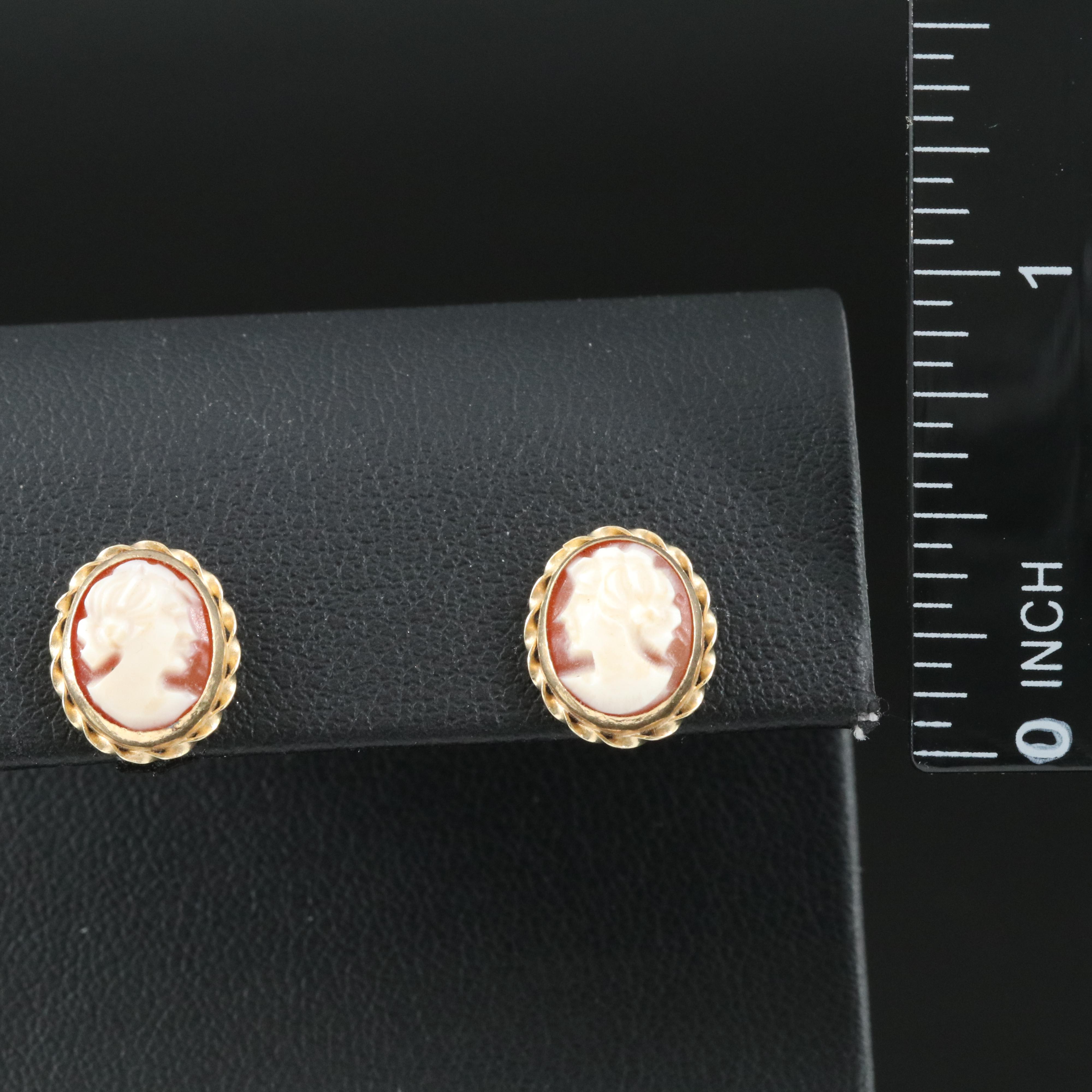 14K Shell Cameo Earrings