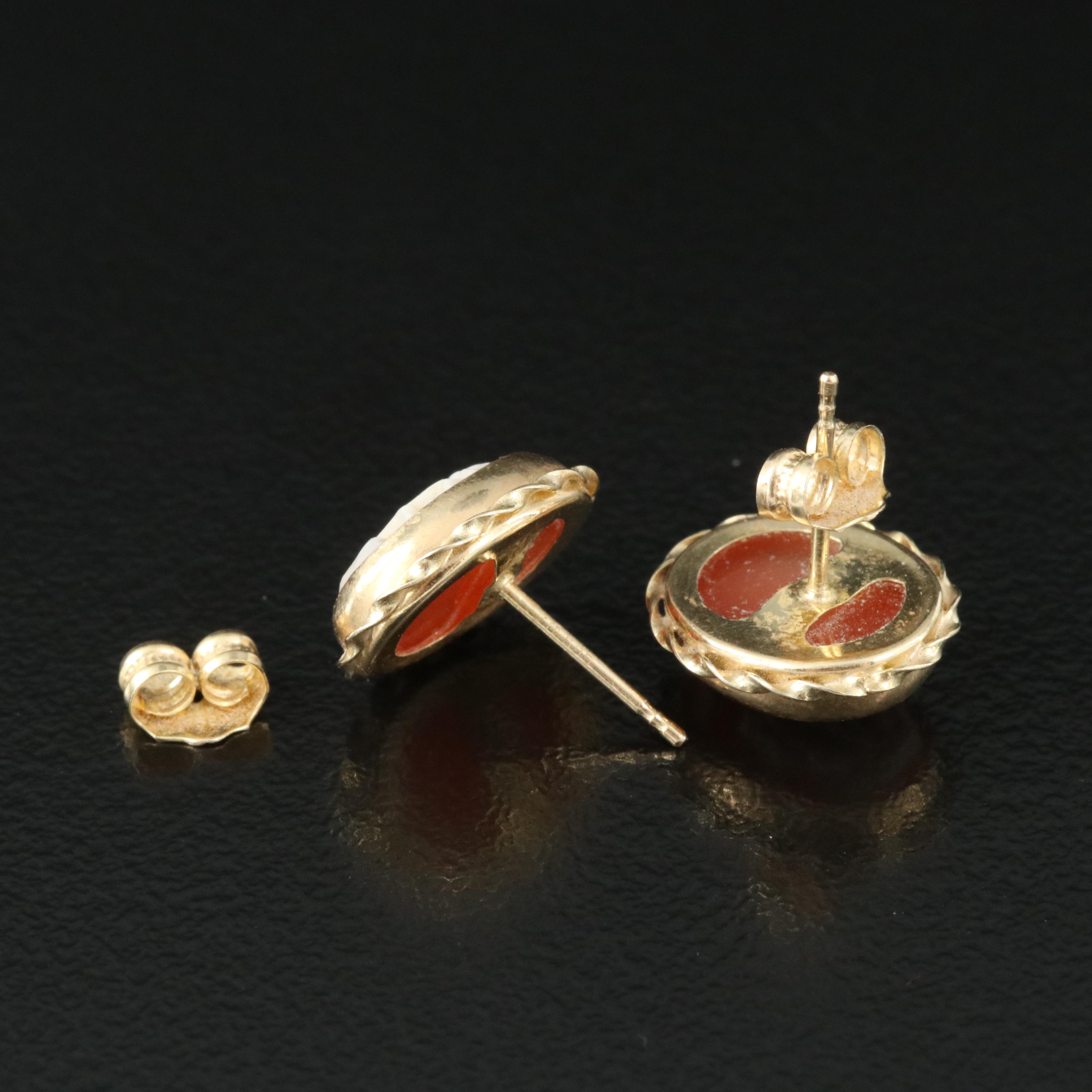 14K Shell Cameo Earrings