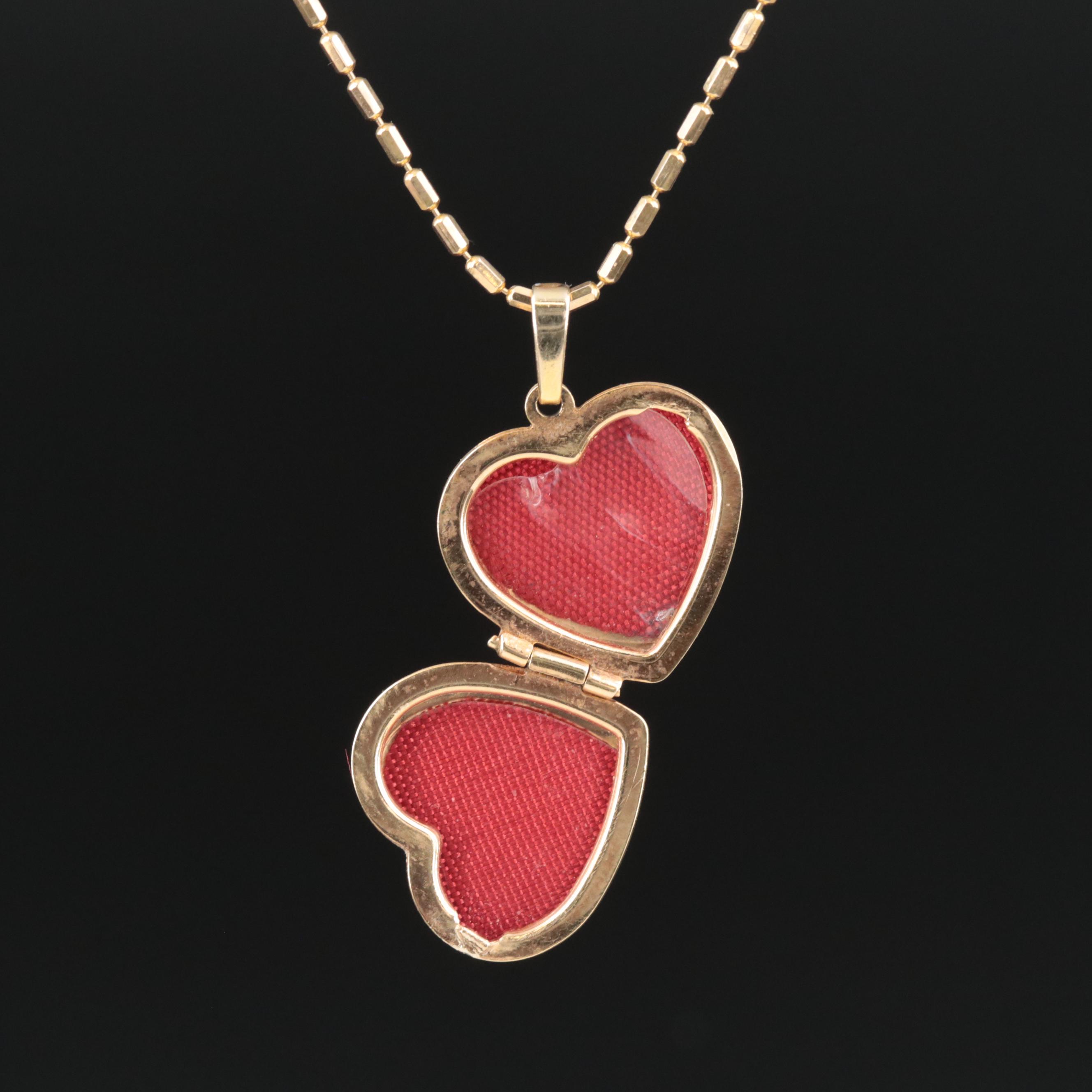 14K Heart Locket Necklace