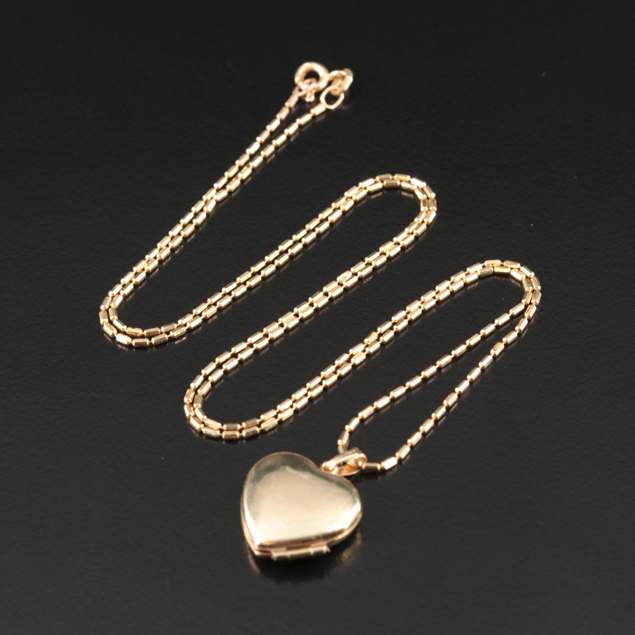 14K Heart Locket Necklace