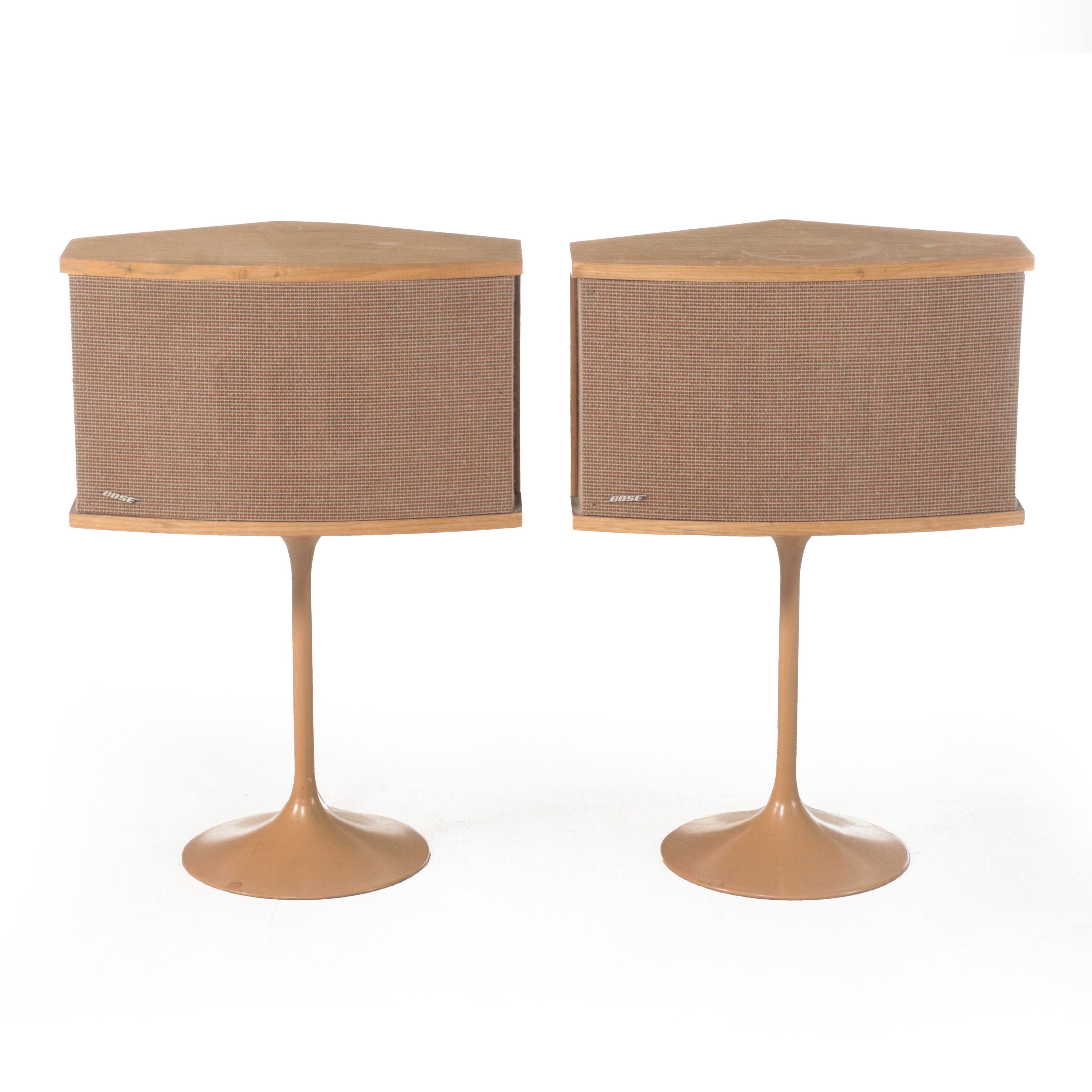 Pair of Bose MCM Style Model 901 Oak Standing Speakers