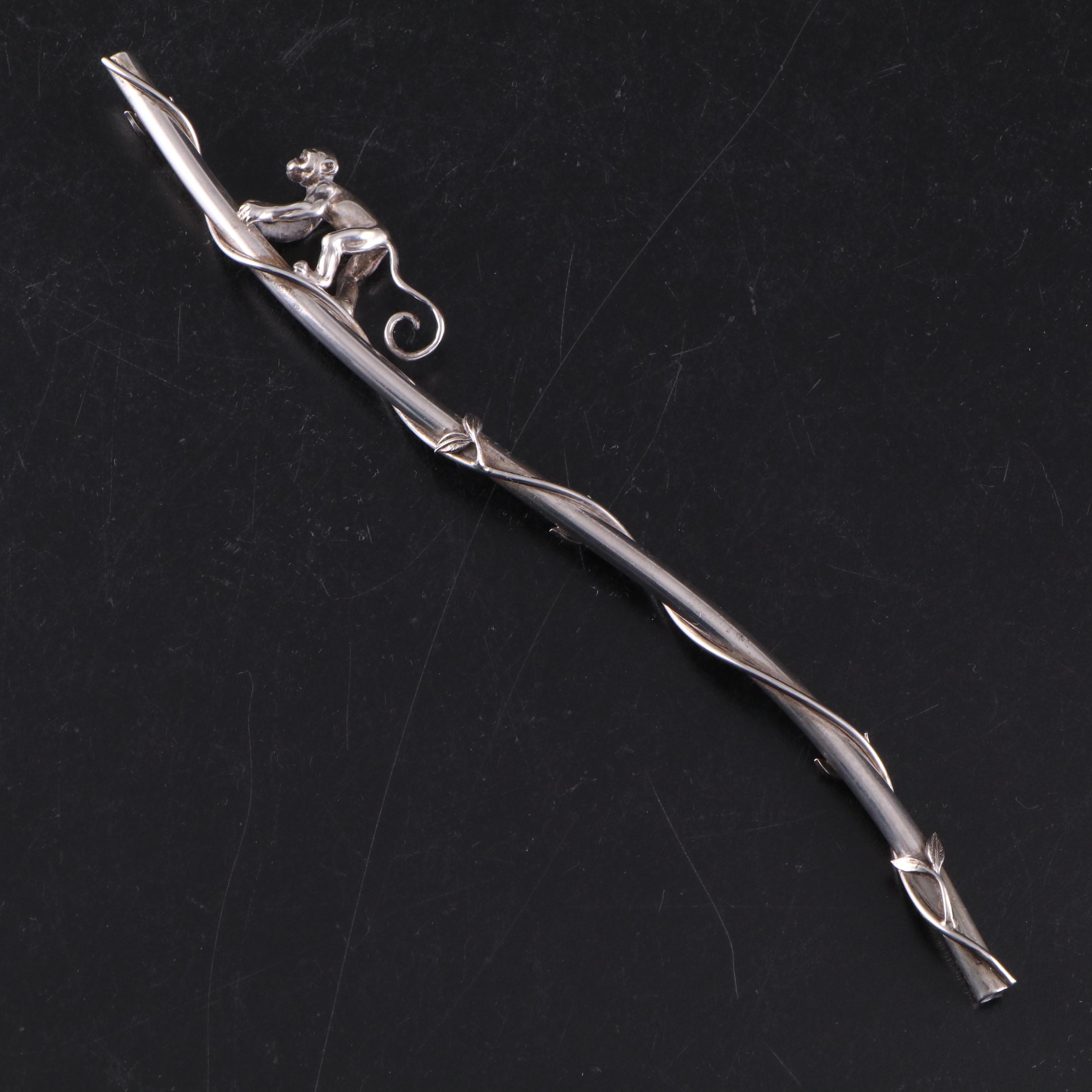 Tiffany & Co. Sterling Silver Monkey Drinking Straw