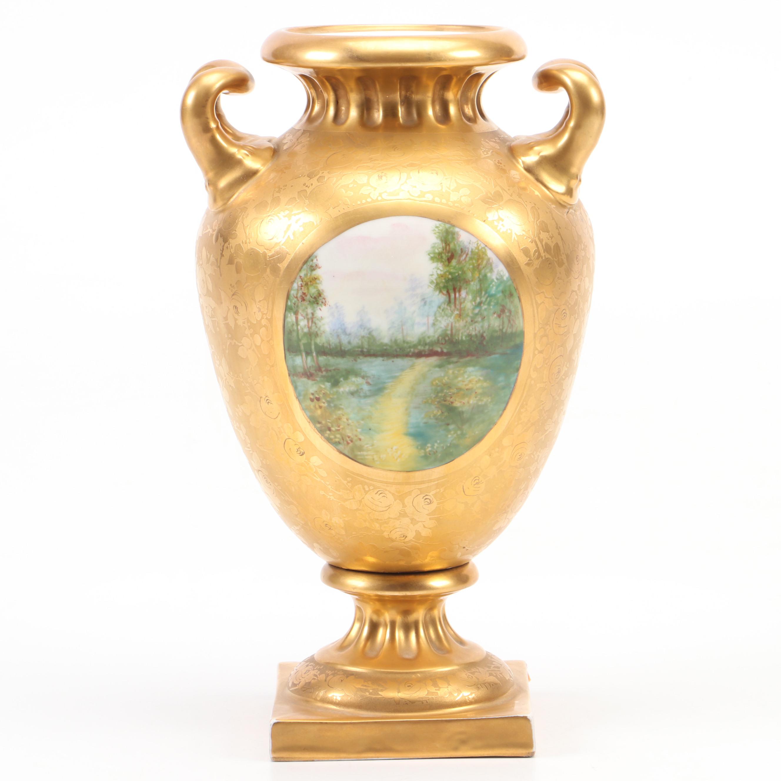Empire Style Painted Porcelain Baluster Vase