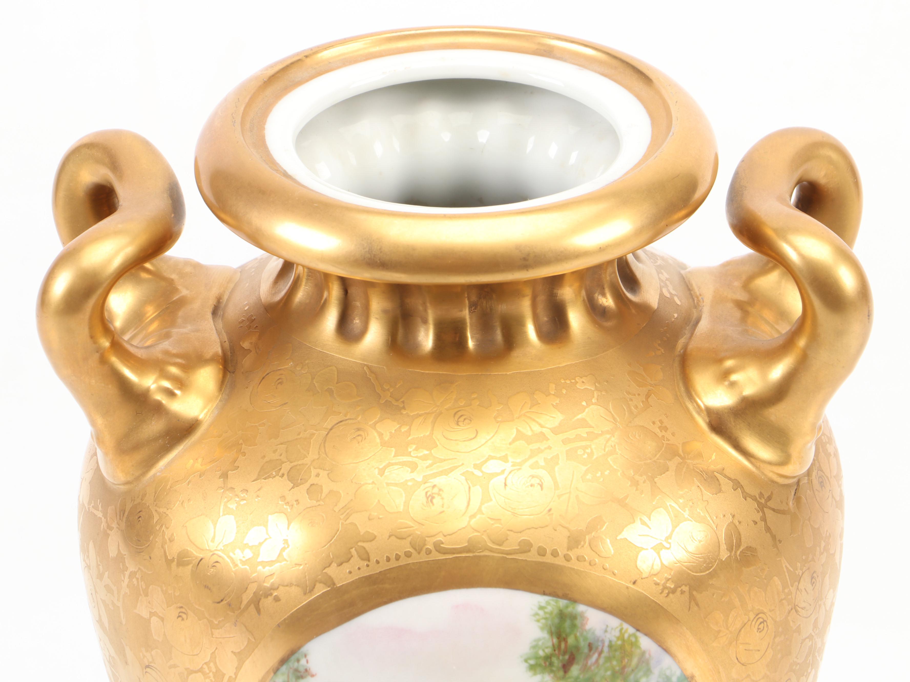 Empire Style Painted Porcelain Baluster Vase