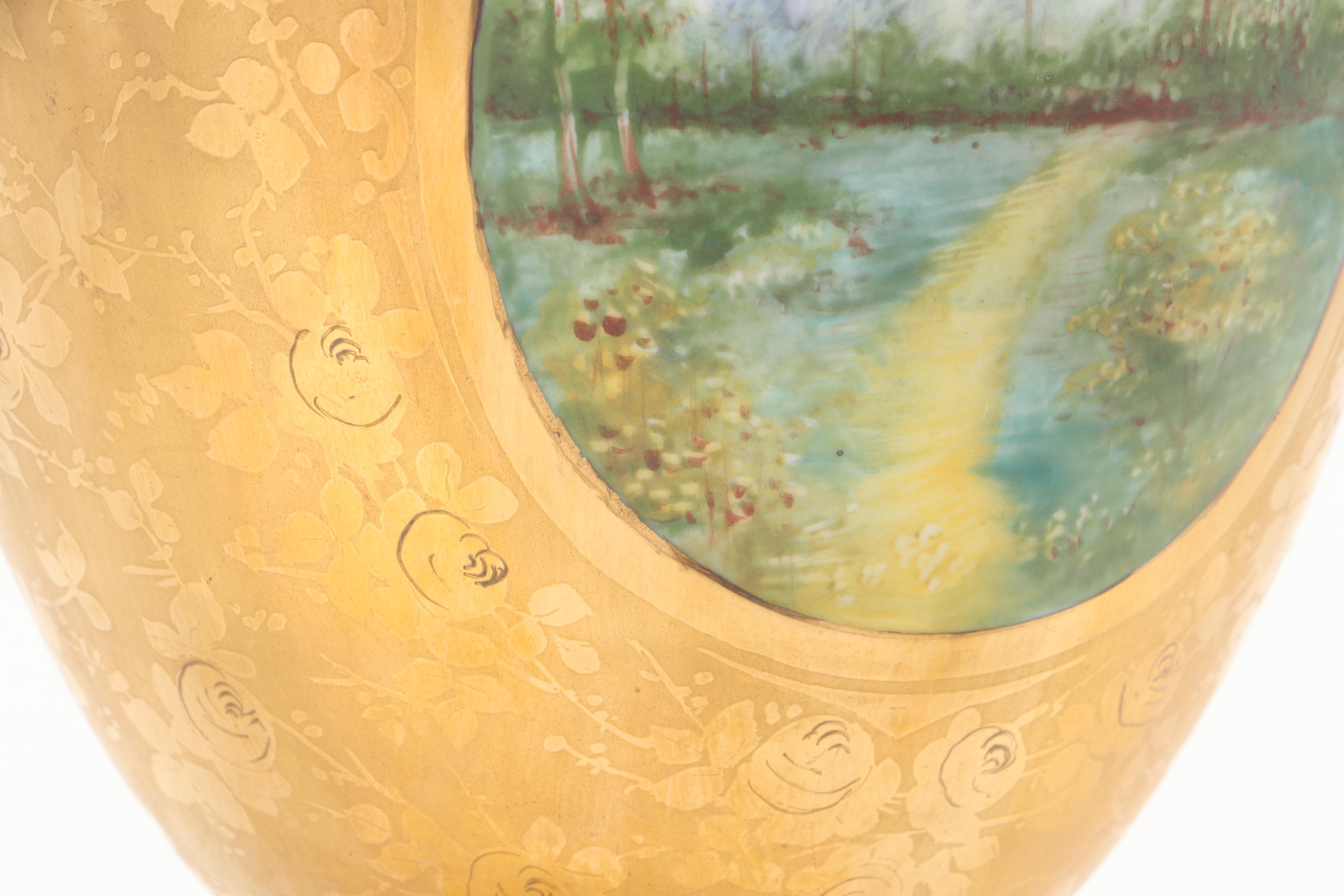 Empire Style Painted Porcelain Baluster Vase