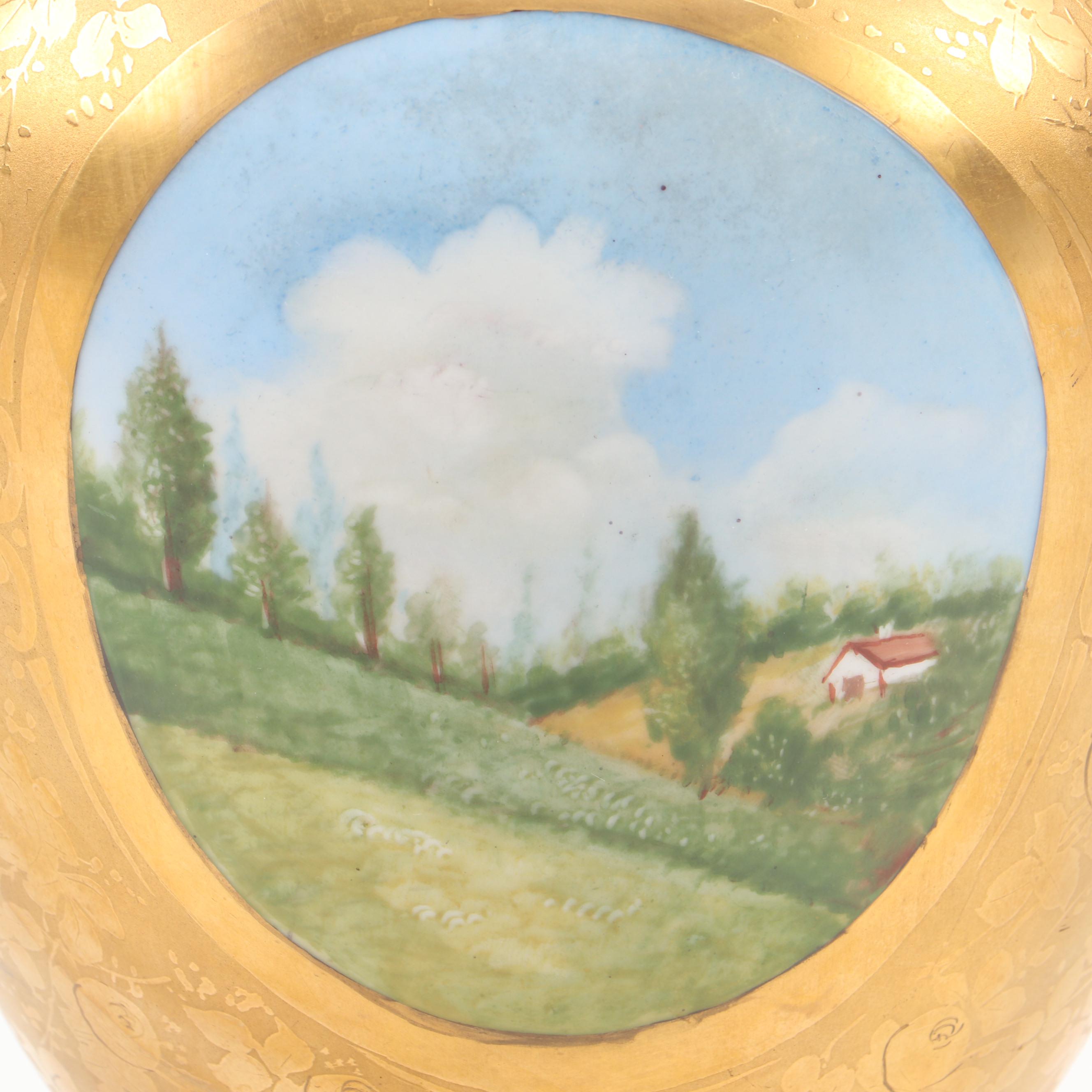 Empire Style Painted Porcelain Baluster Vase