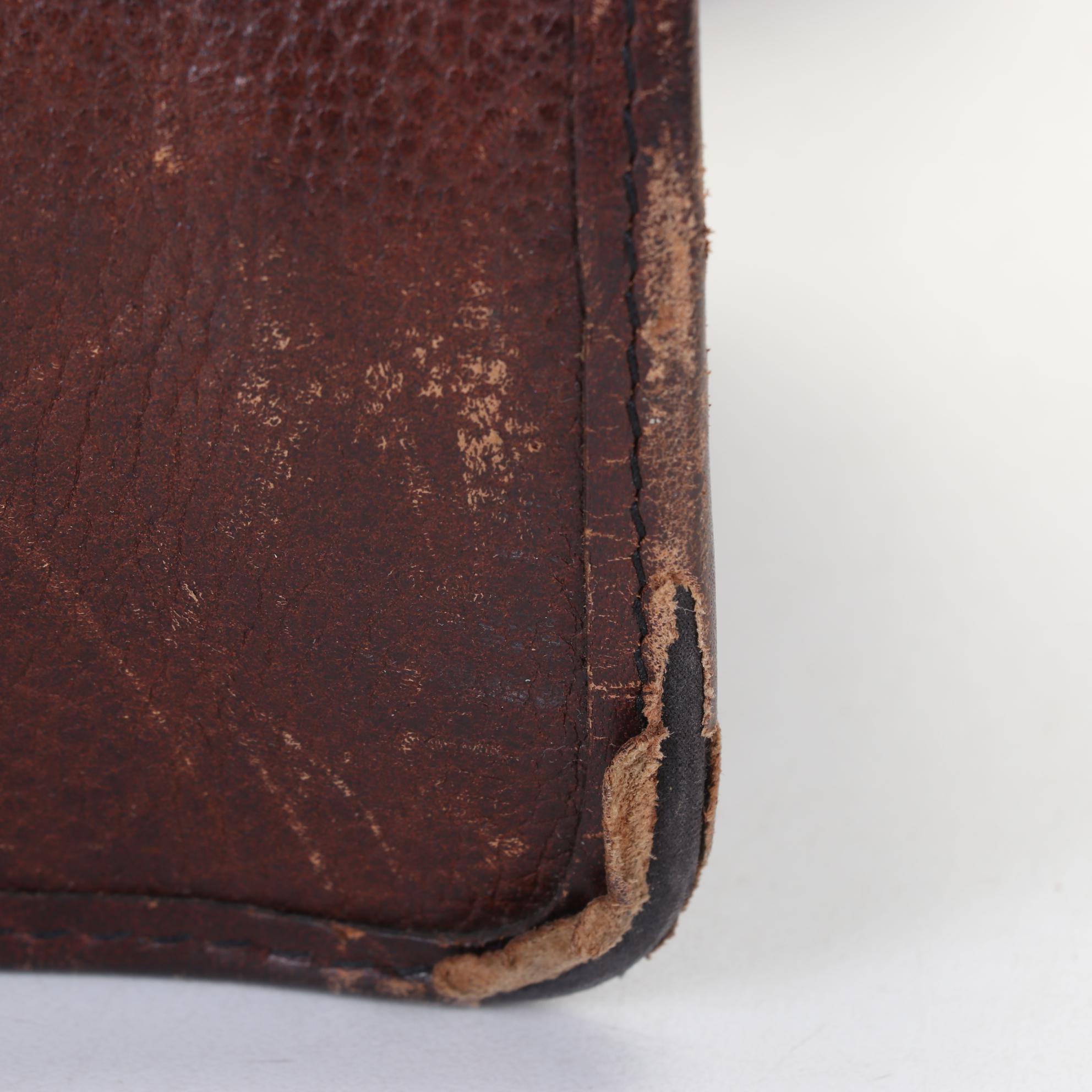 Schlesinger Brown Pebbled Leather Briefcase, Mid to Late 20th Century