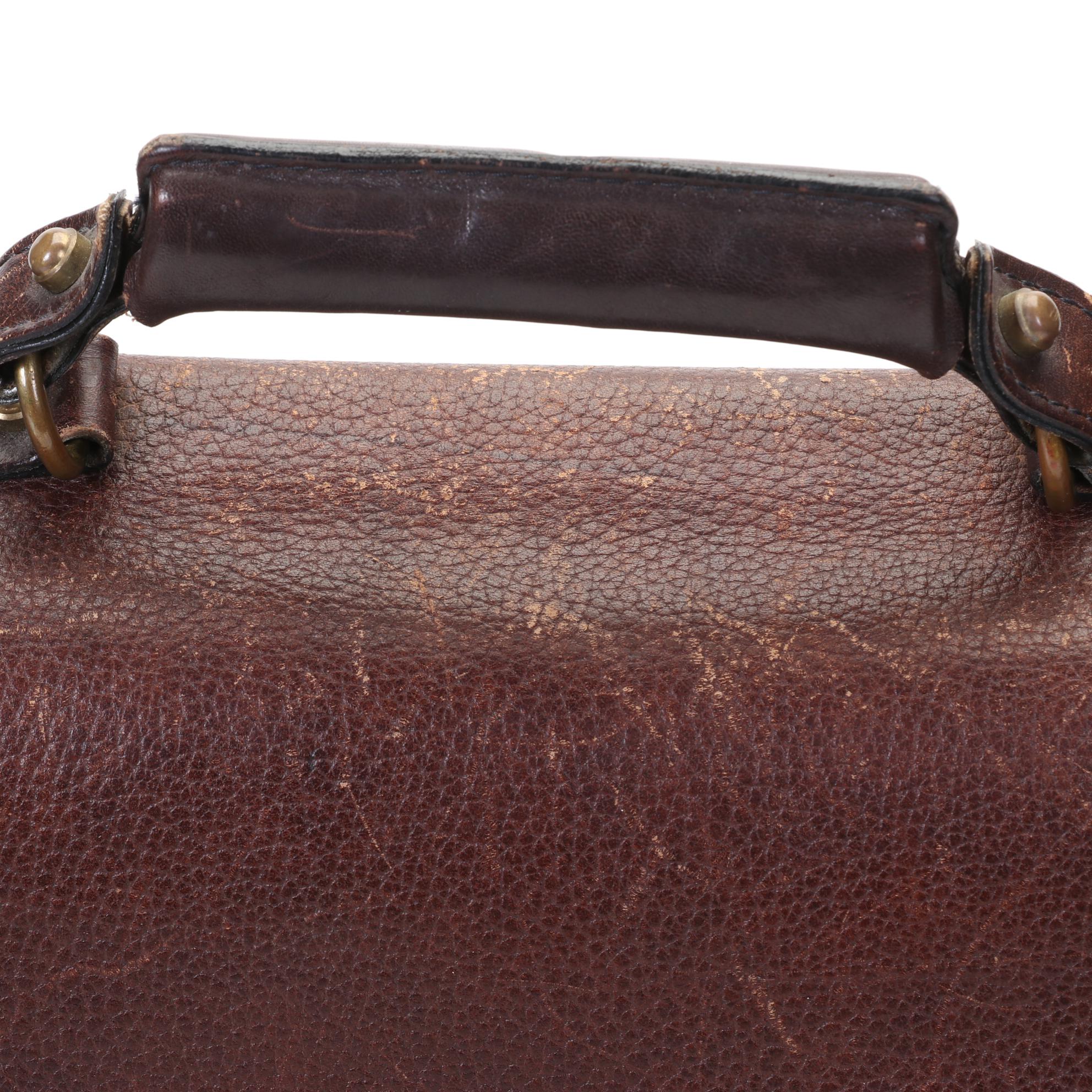 Schlesinger Brown Pebbled Leather Briefcase, Mid to Late 20th Century