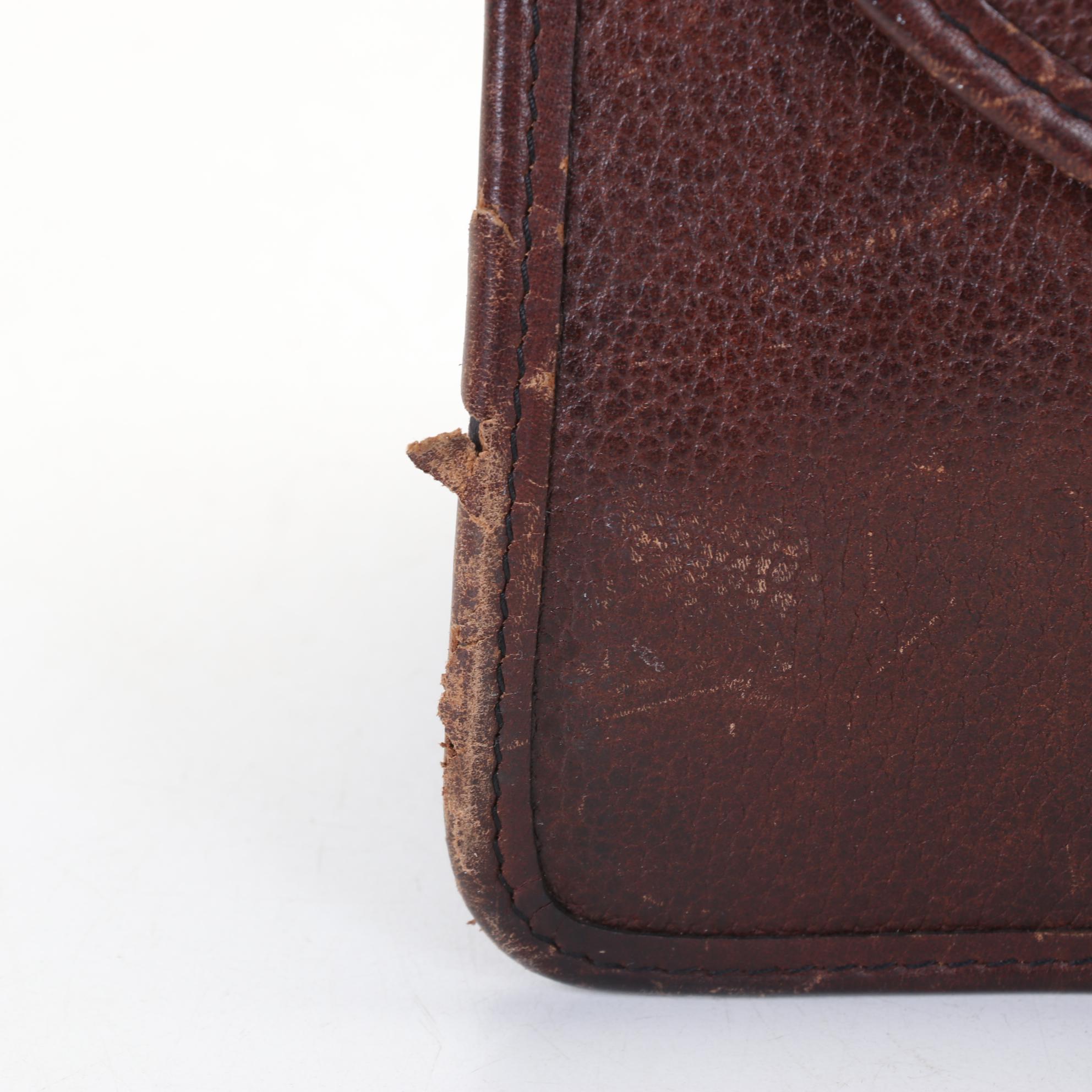 Schlesinger Brown Pebbled Leather Briefcase, Mid to Late 20th Century