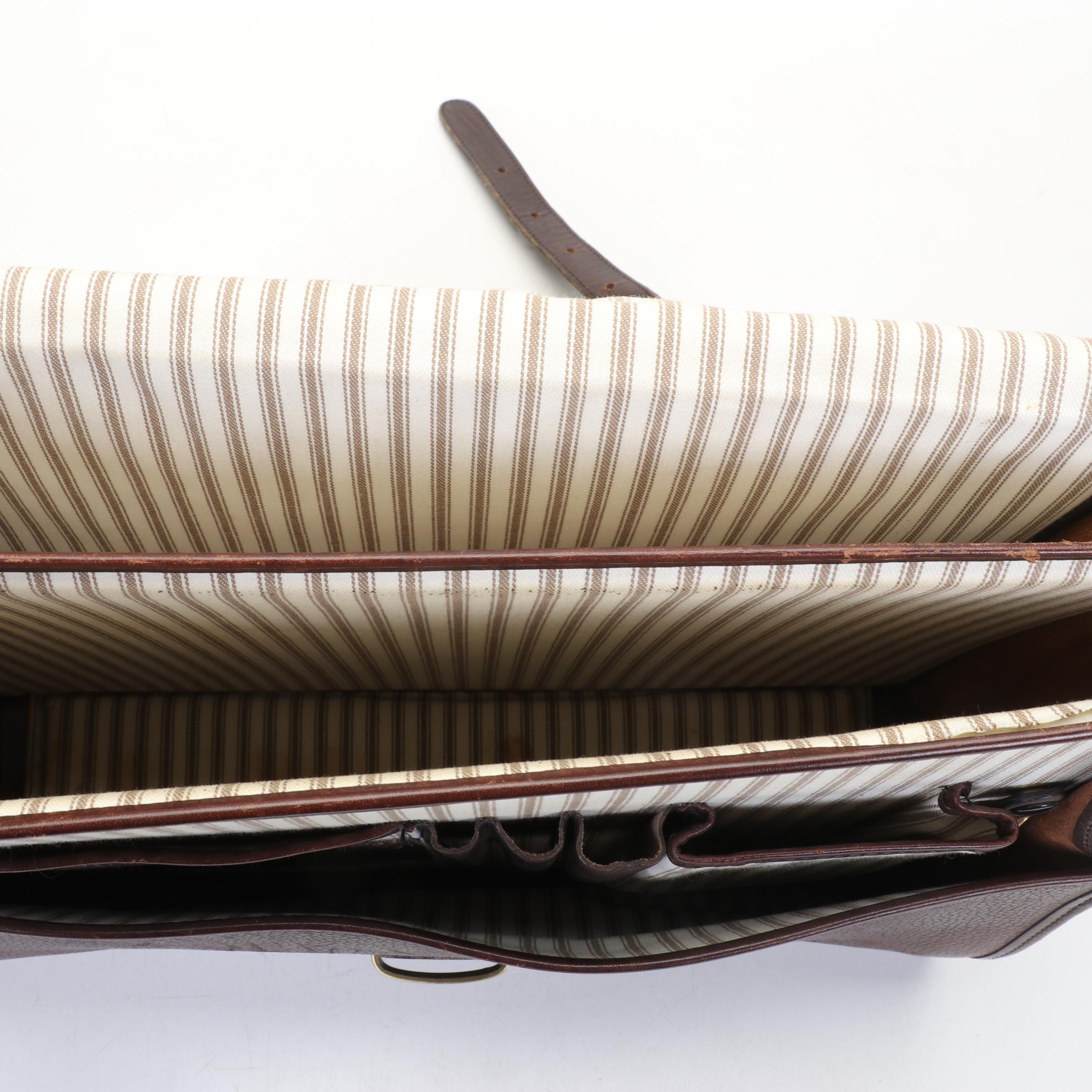 Schlesinger Brown Pebbled Leather Briefcase, Mid to Late 20th Century