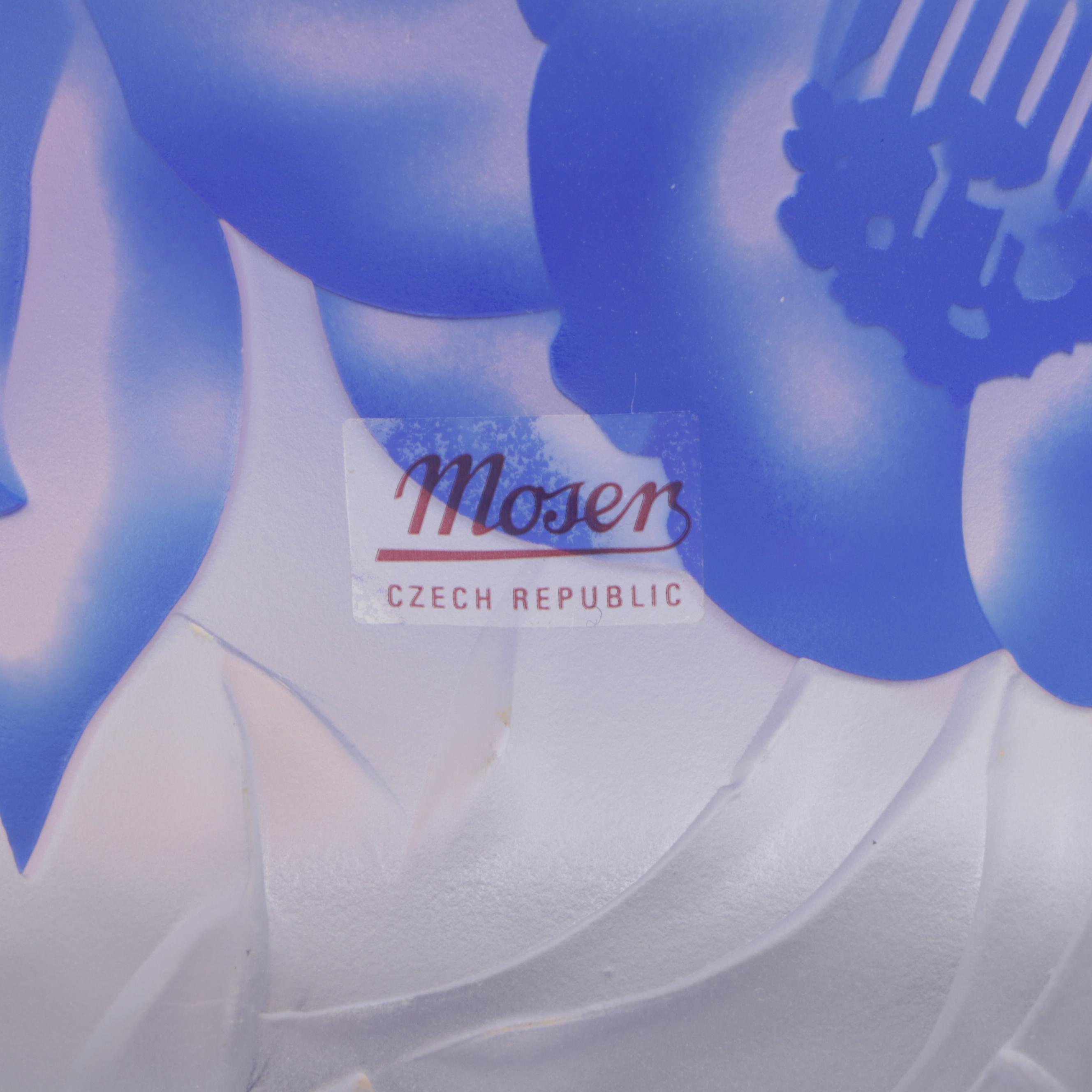 Moser Carved and Frosted Crystal Vase