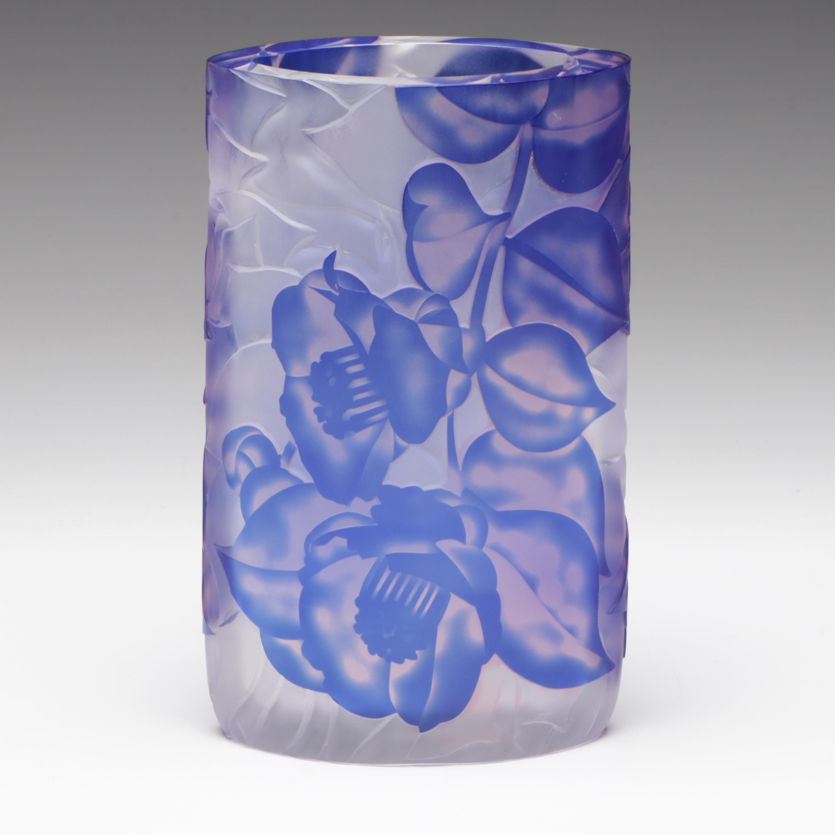 Moser Carved and Frosted Crystal Vase
