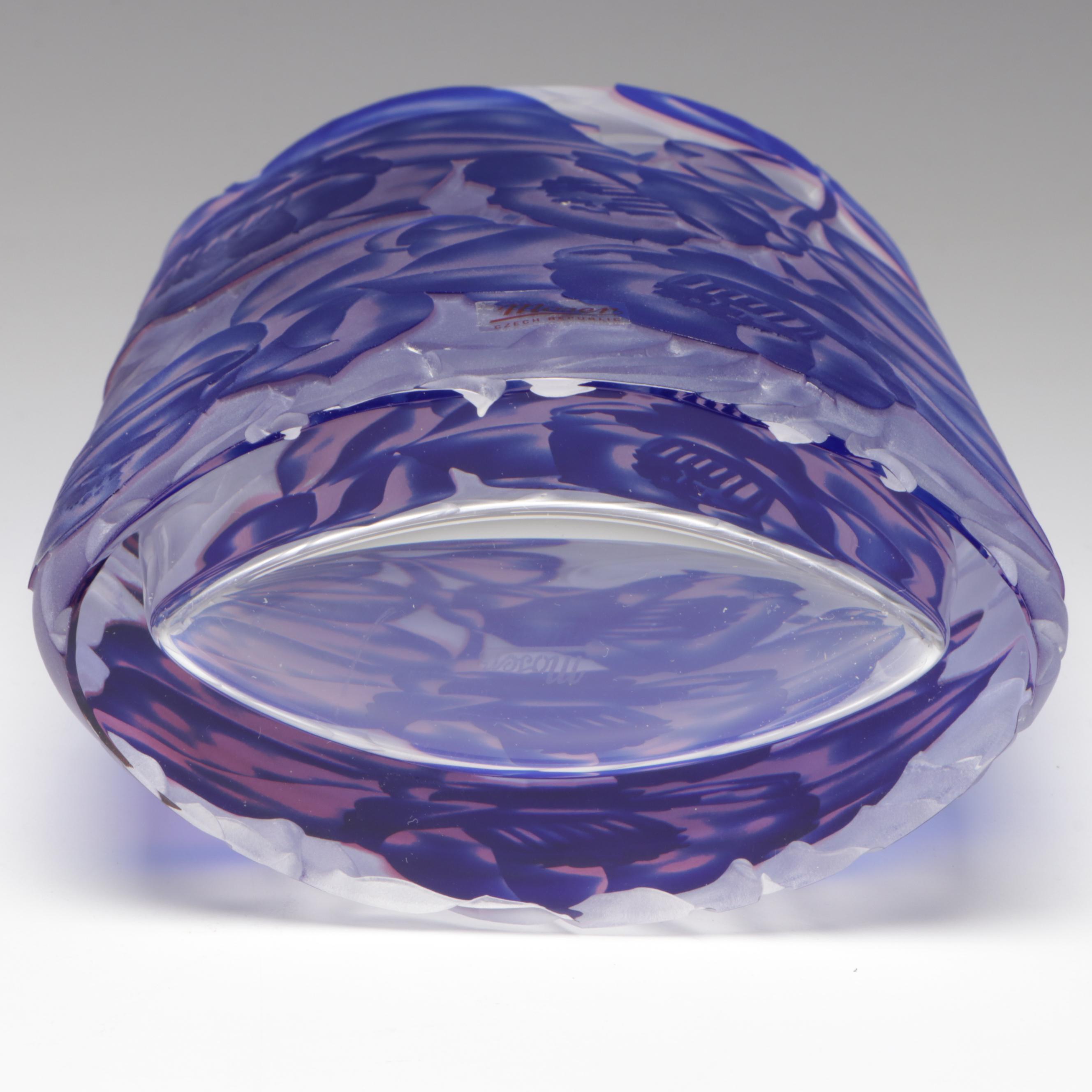 Moser Carved and Frosted Crystal Vase