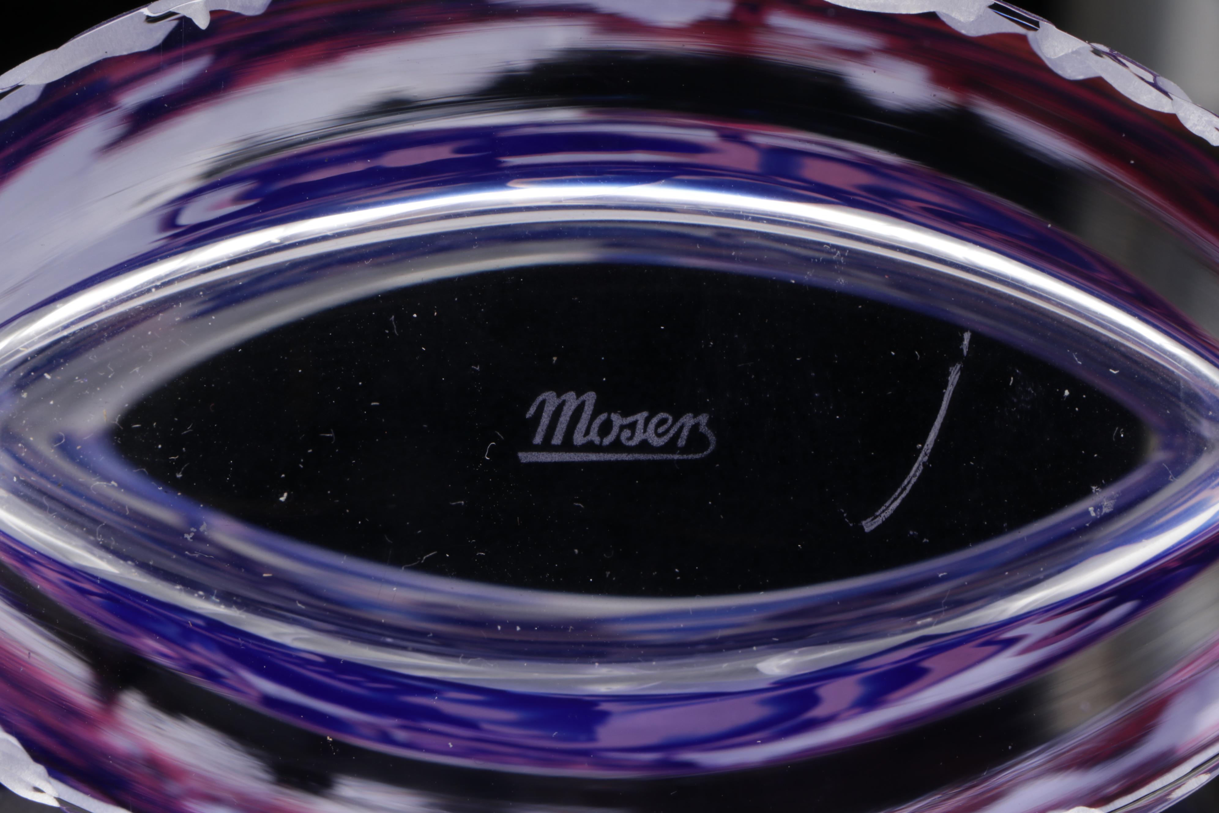 Moser Carved and Frosted Crystal Vase