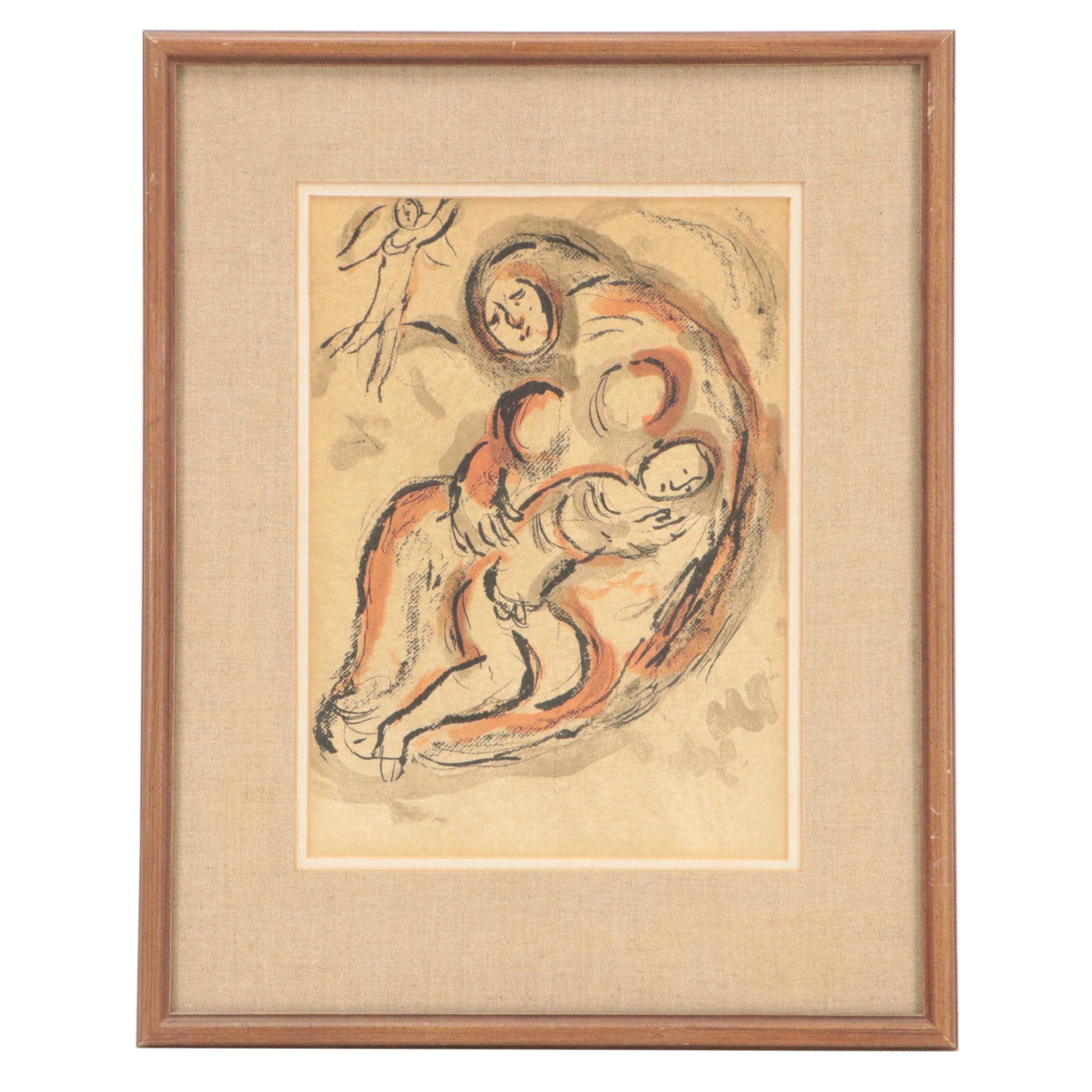 Marc Chagall Color Lithograph "Hagar In The Desert," 1960
