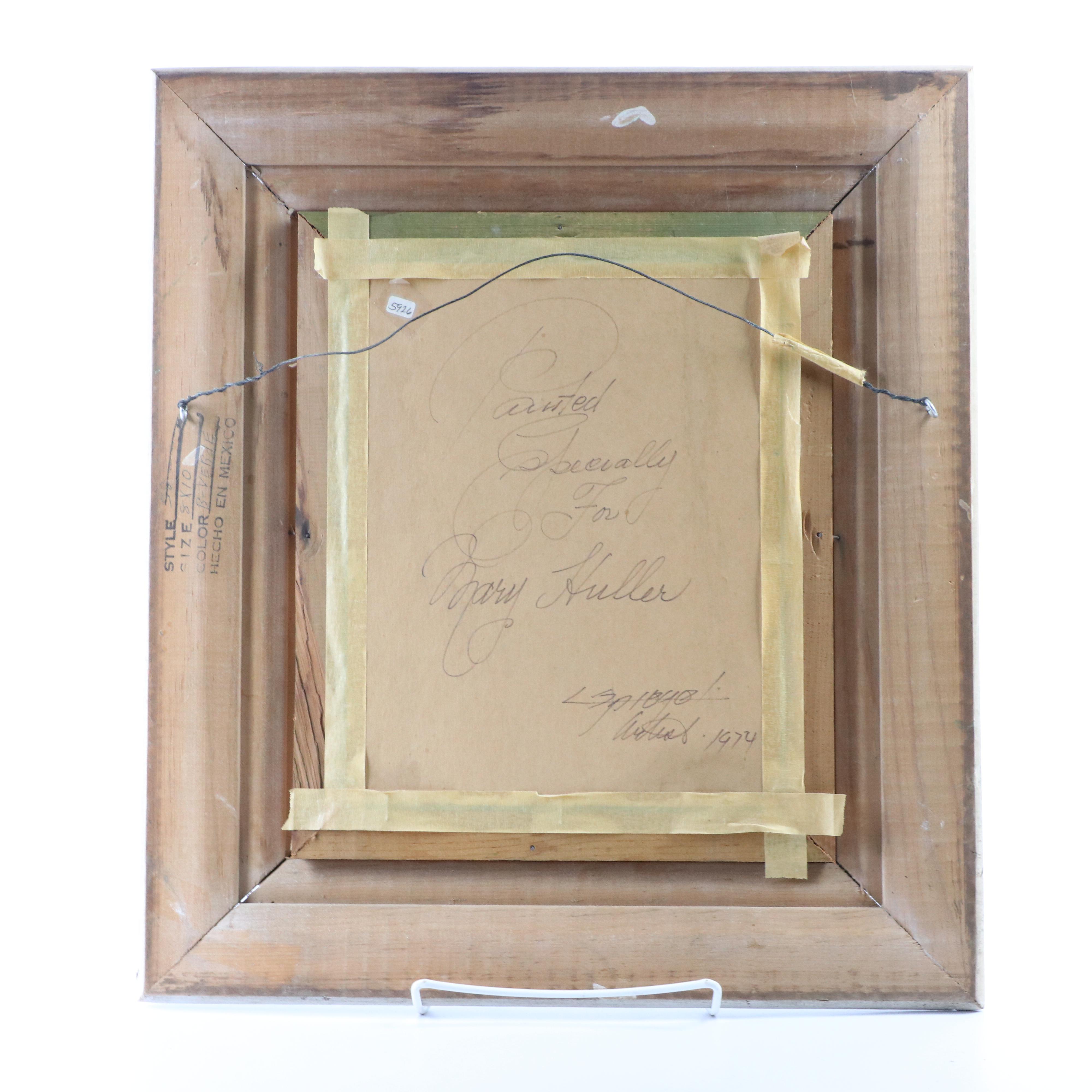 Louis Spiegel Clown Portrait Oil Painting, 1974