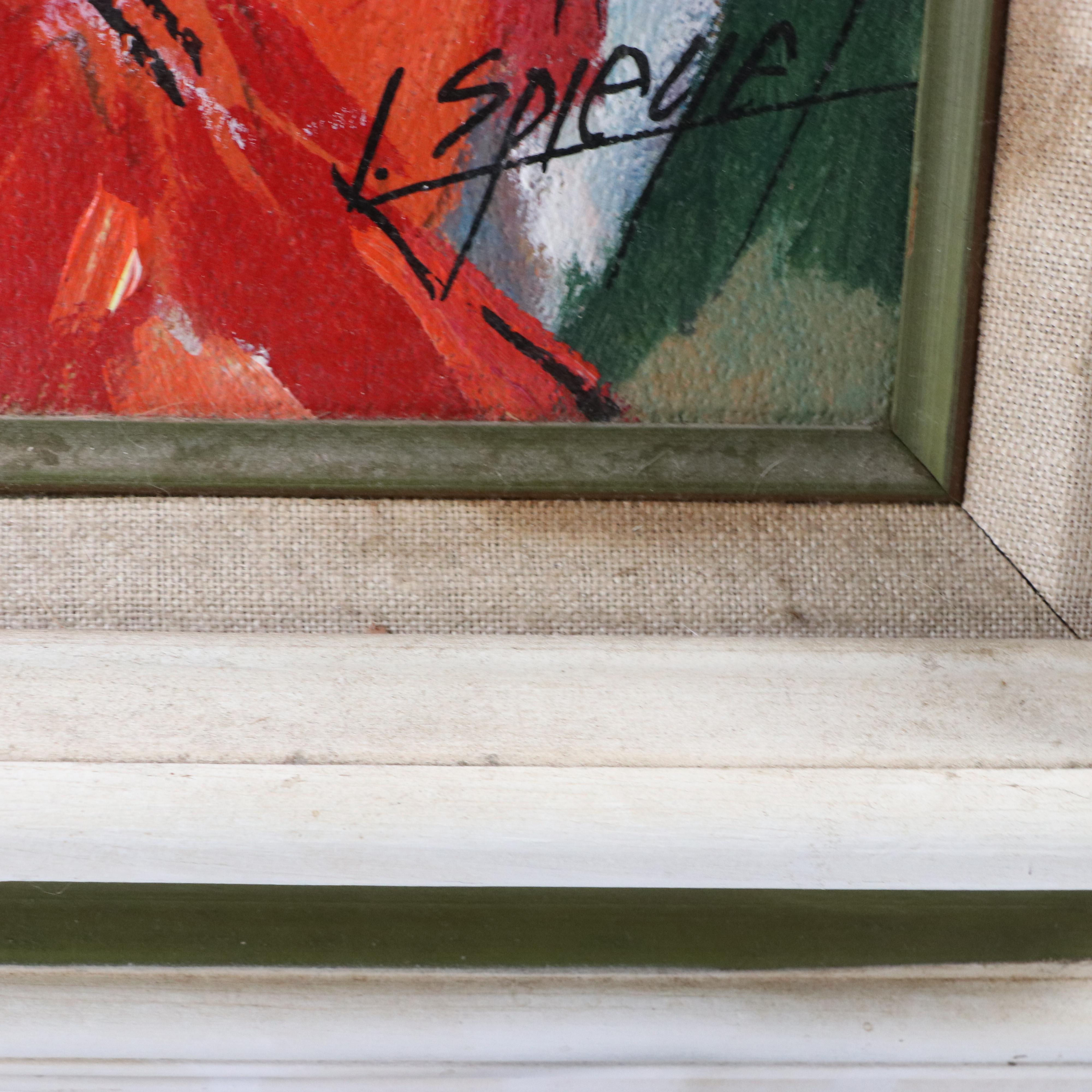 Louis Spiegel Clown Portrait Oil Painting, 1974