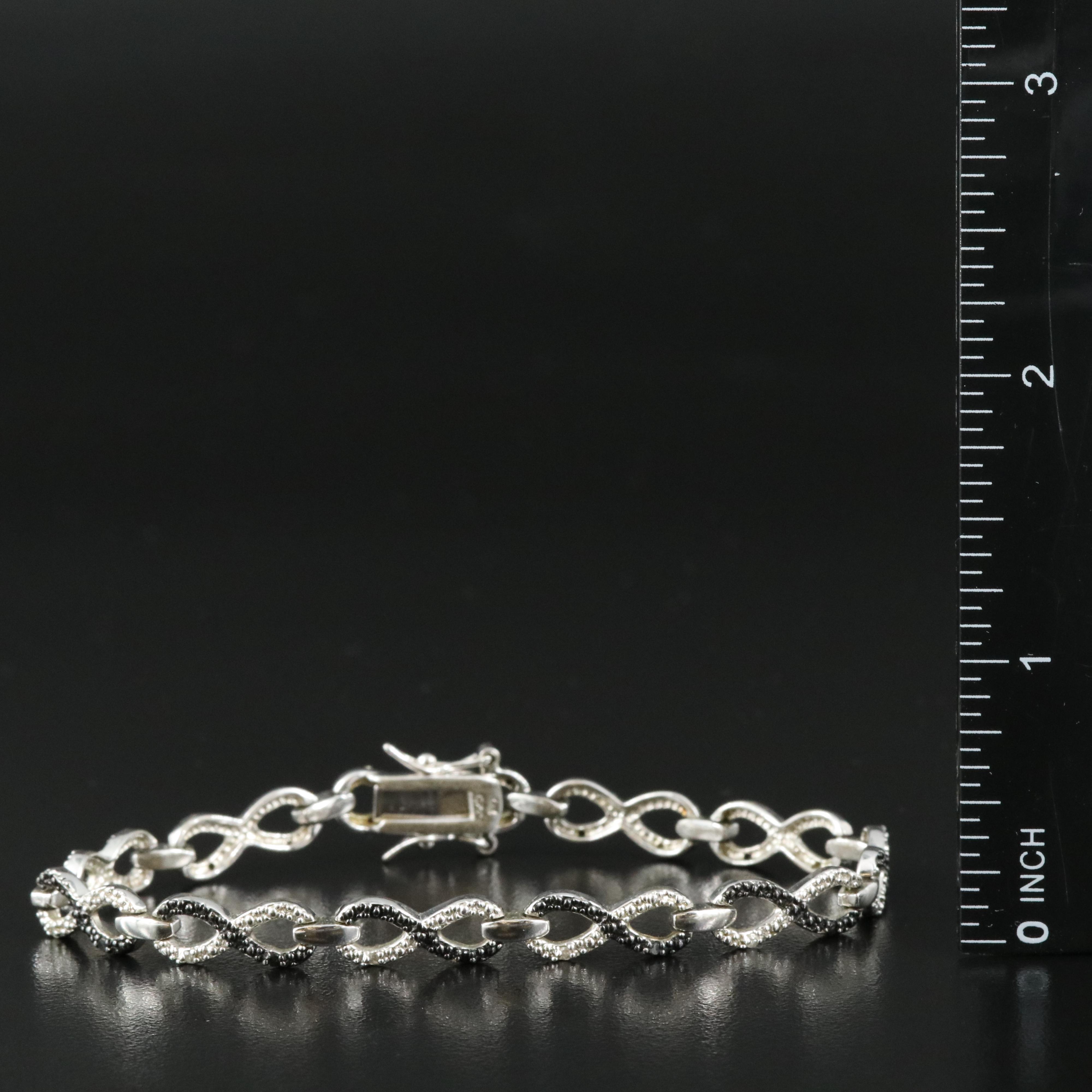 Sterling Necklace and Diamond Bracelet with (Origin Undetermined) Fancy Black