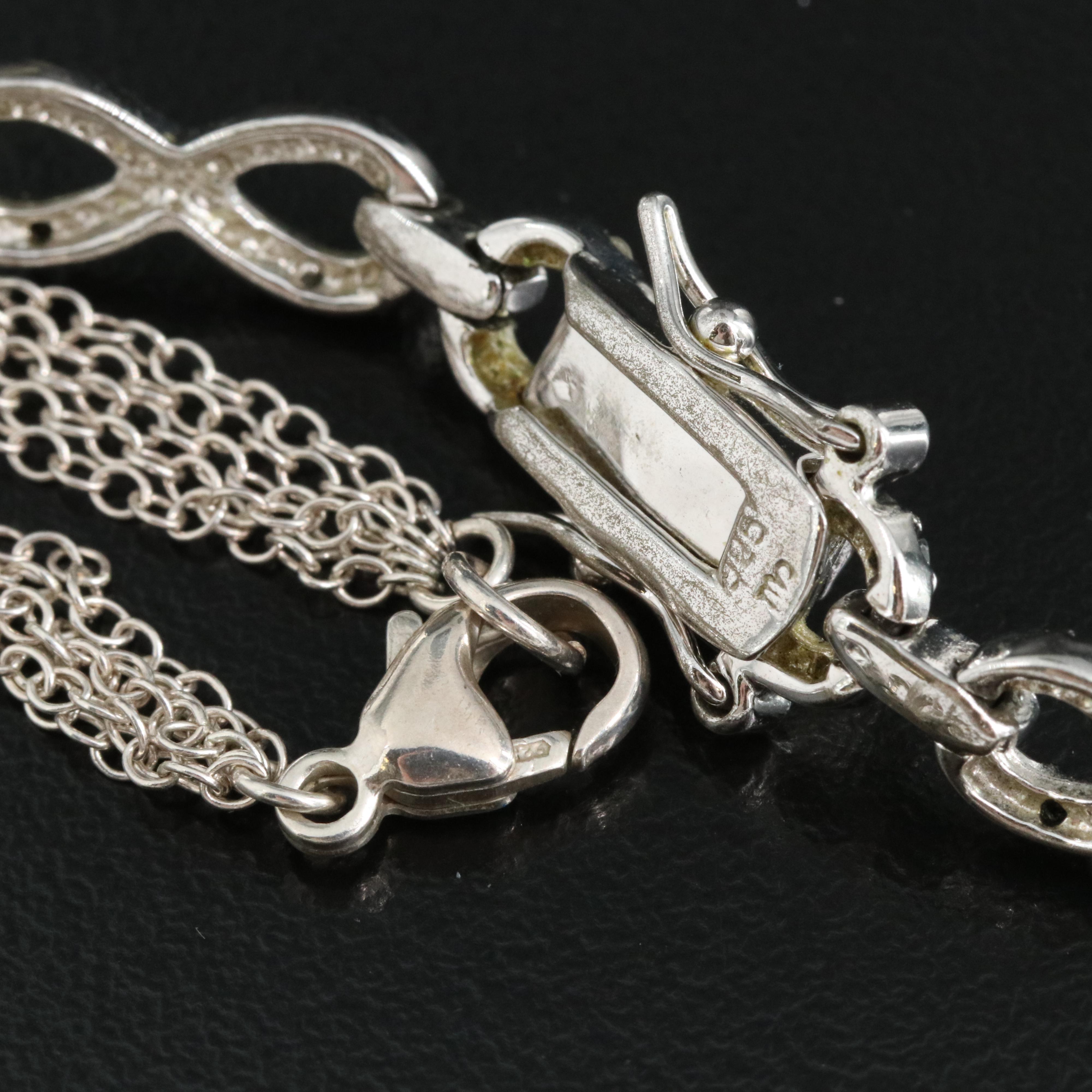 Sterling Necklace and Diamond Bracelet with (Origin Undetermined) Fancy Black