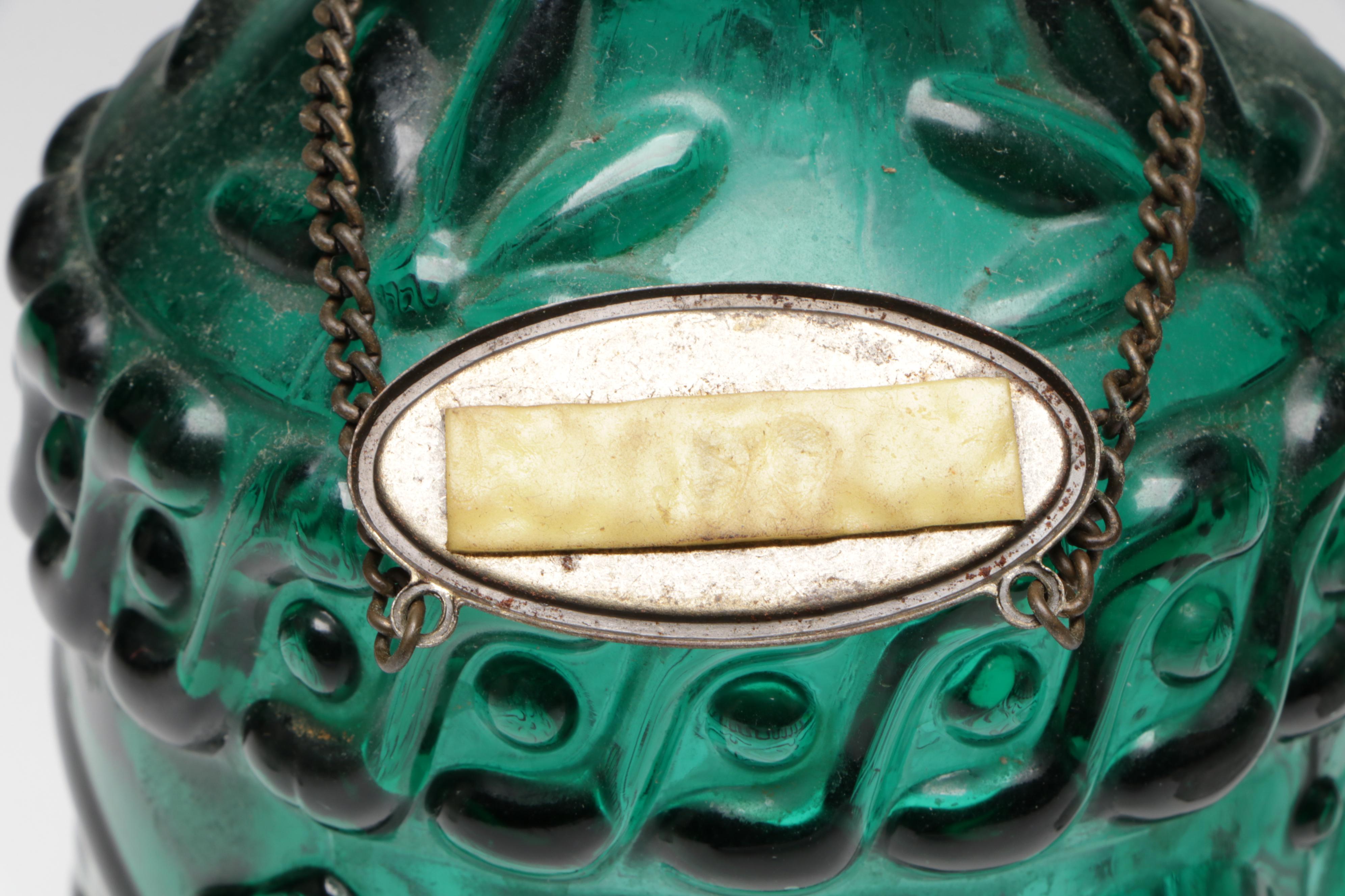 Embossed Green Glass Jim Beam Liquor Bottle with Other Pressed Glass Decanters