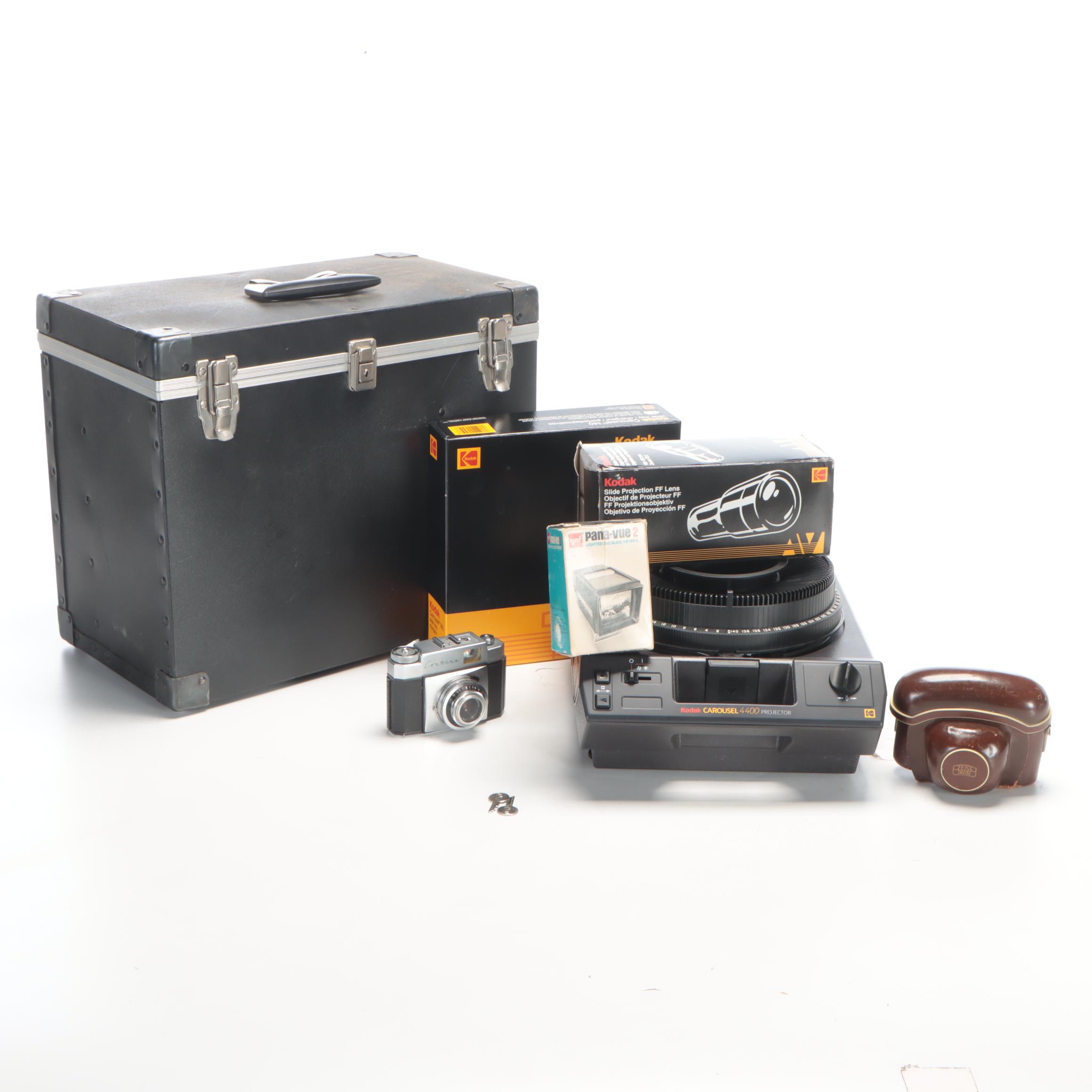 Kodak Slide Projector, Zeiss Ikon Contina Camera, Case and More