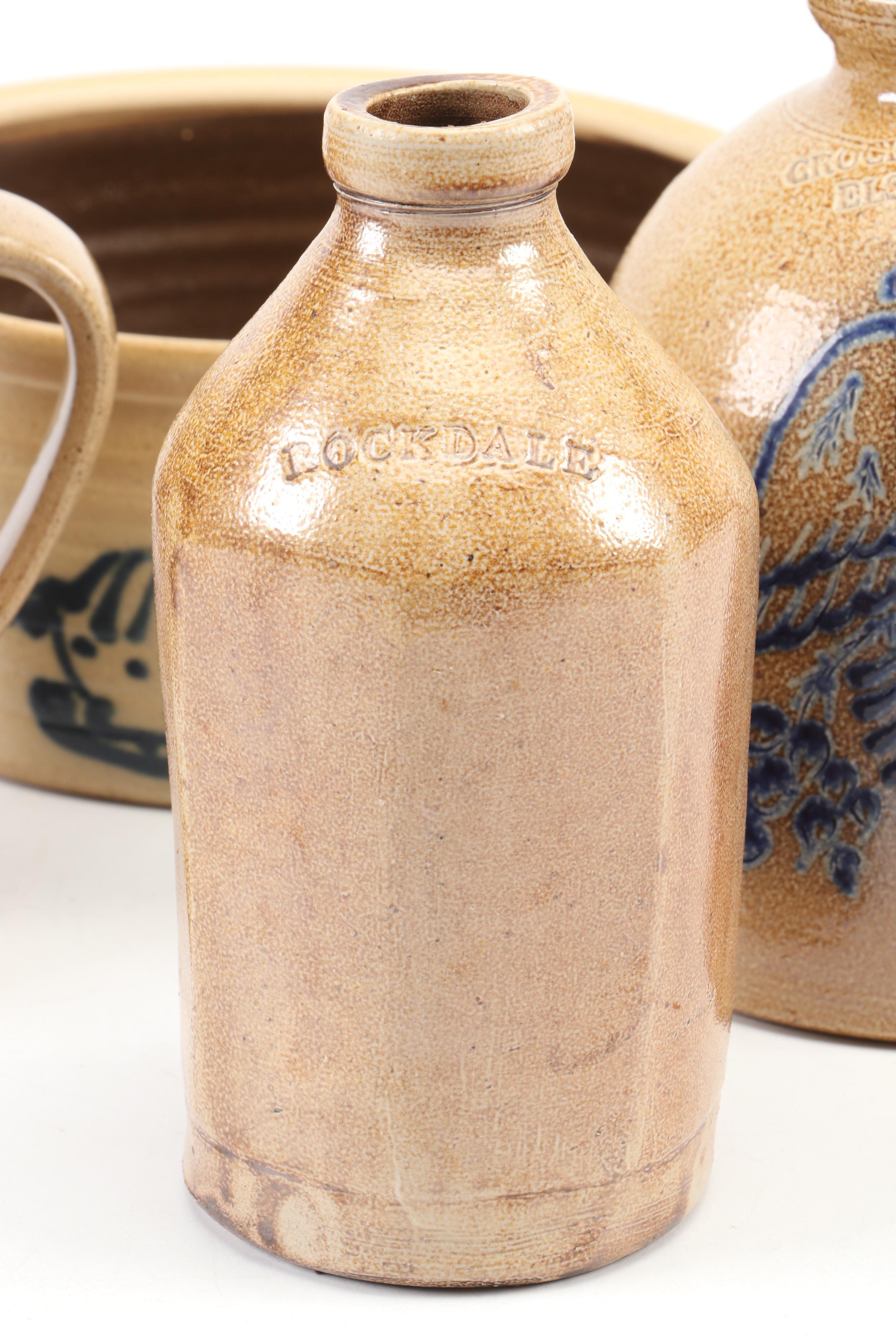 Crocker & Springer Eagle Motif Stoneware Vase with More Table Accessories