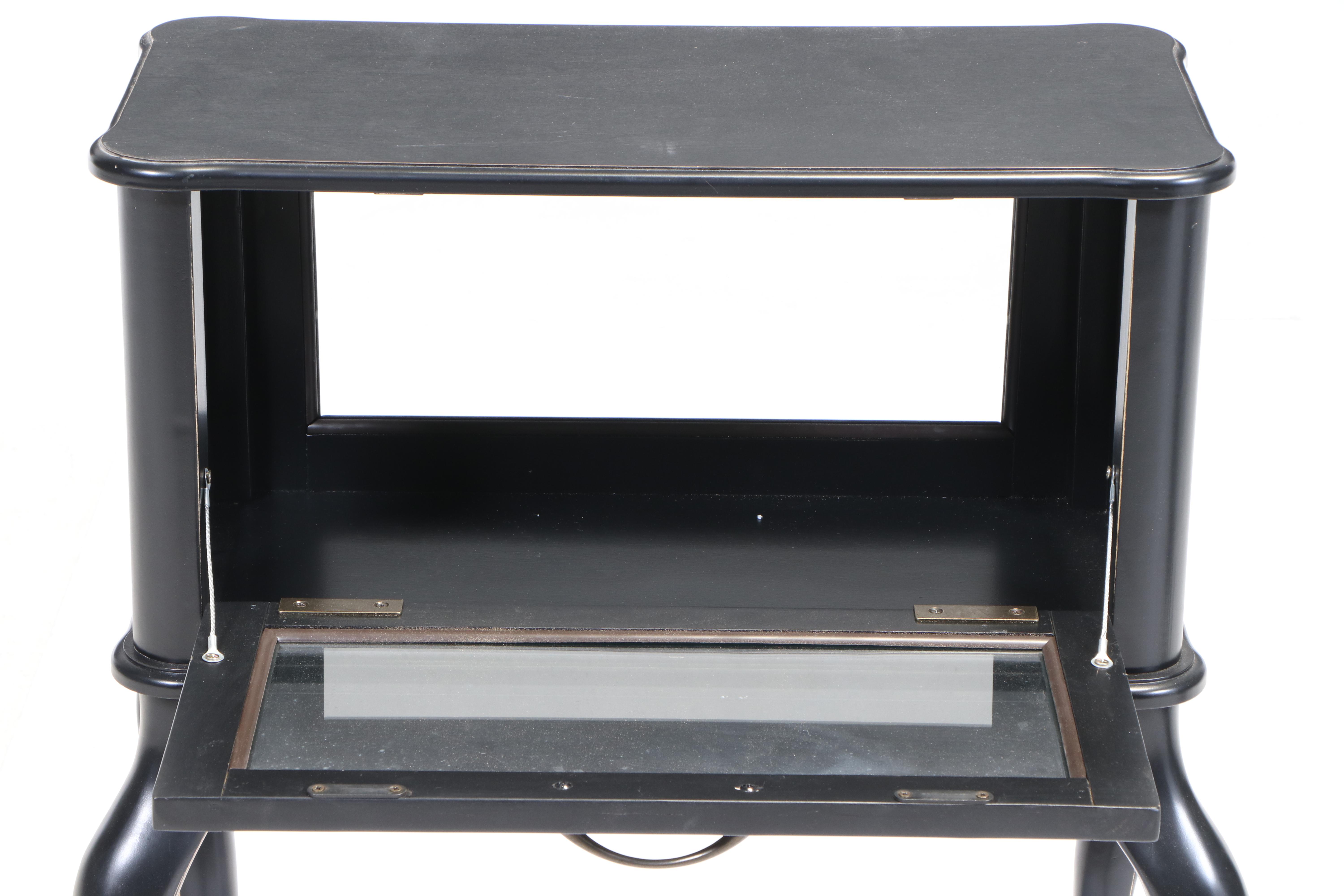 Queen Anne Style Ebonized Wood Curio Table