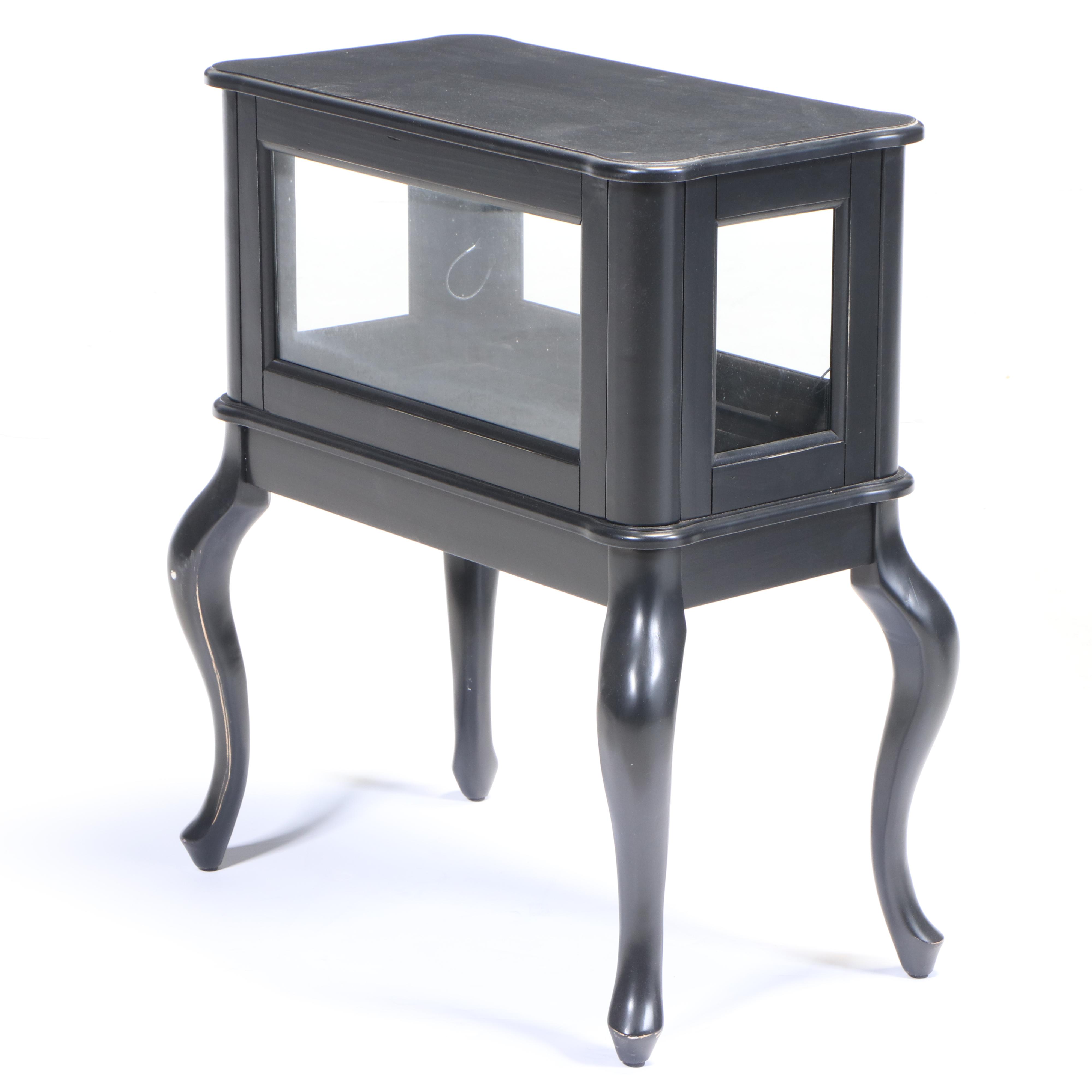 Queen Anne Style Ebonized Wood Curio Table