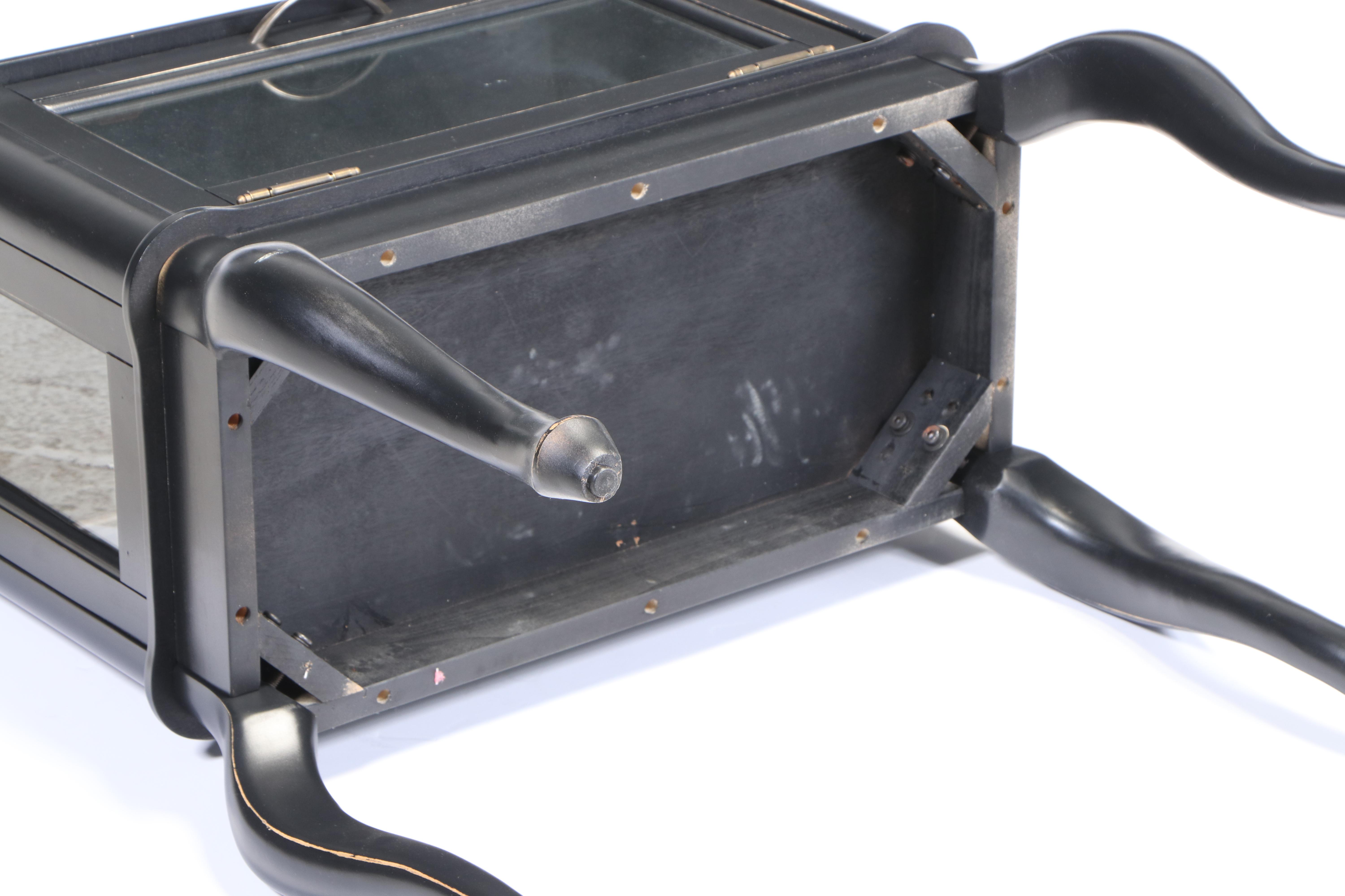 Queen Anne Style Ebonized Wood Curio Table