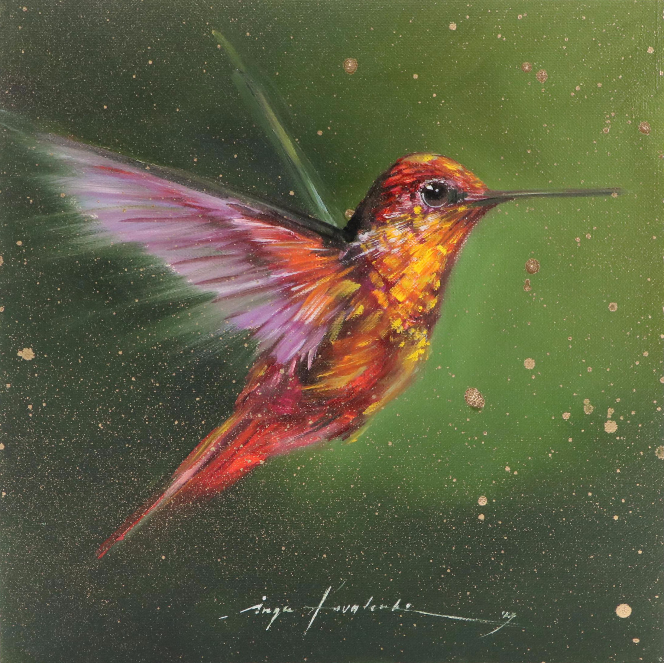 Inga Kovalenko Oil Painting of Hummingbird, 2023