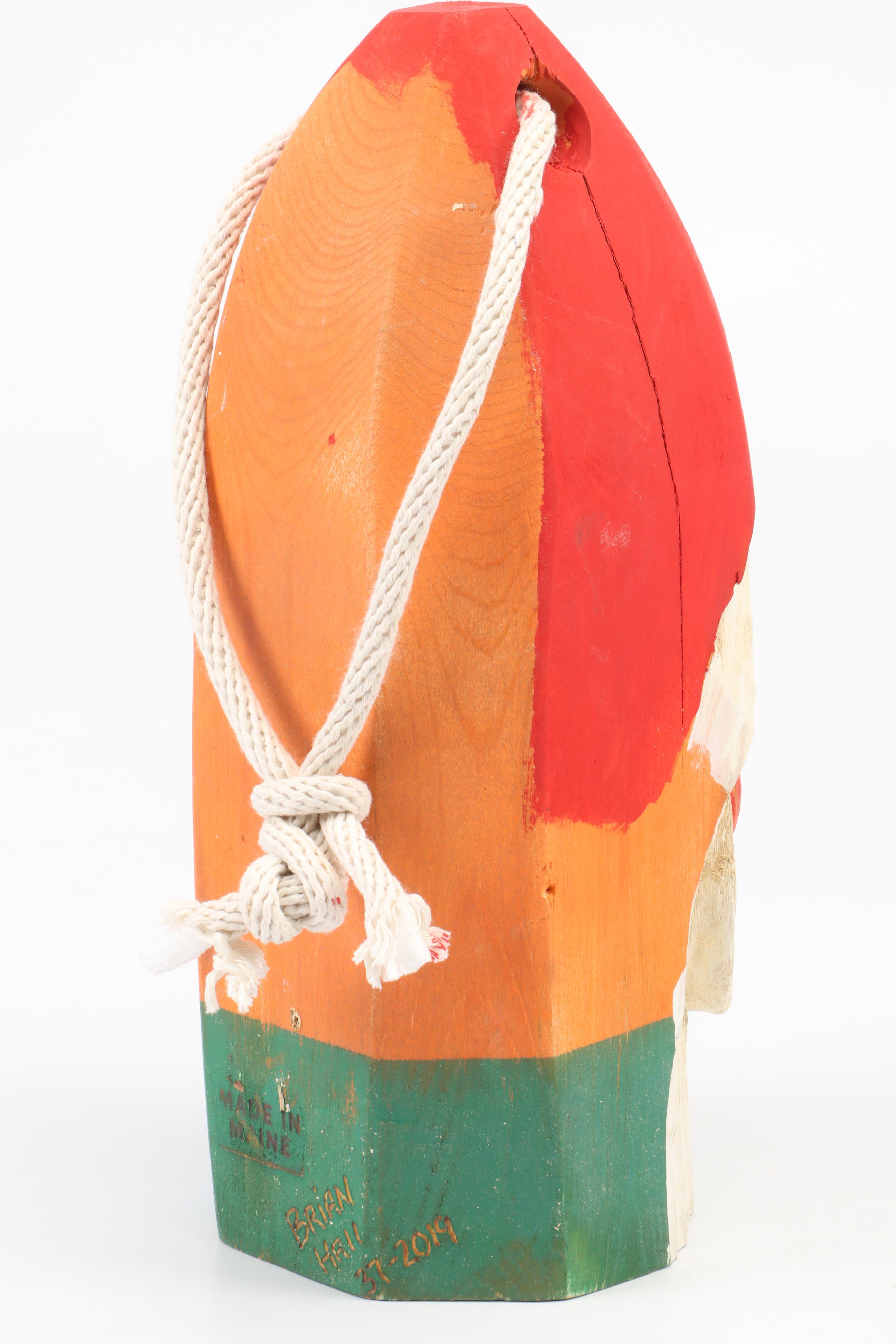 Brian Hall Hand-Painted Wood Santa Head Statue