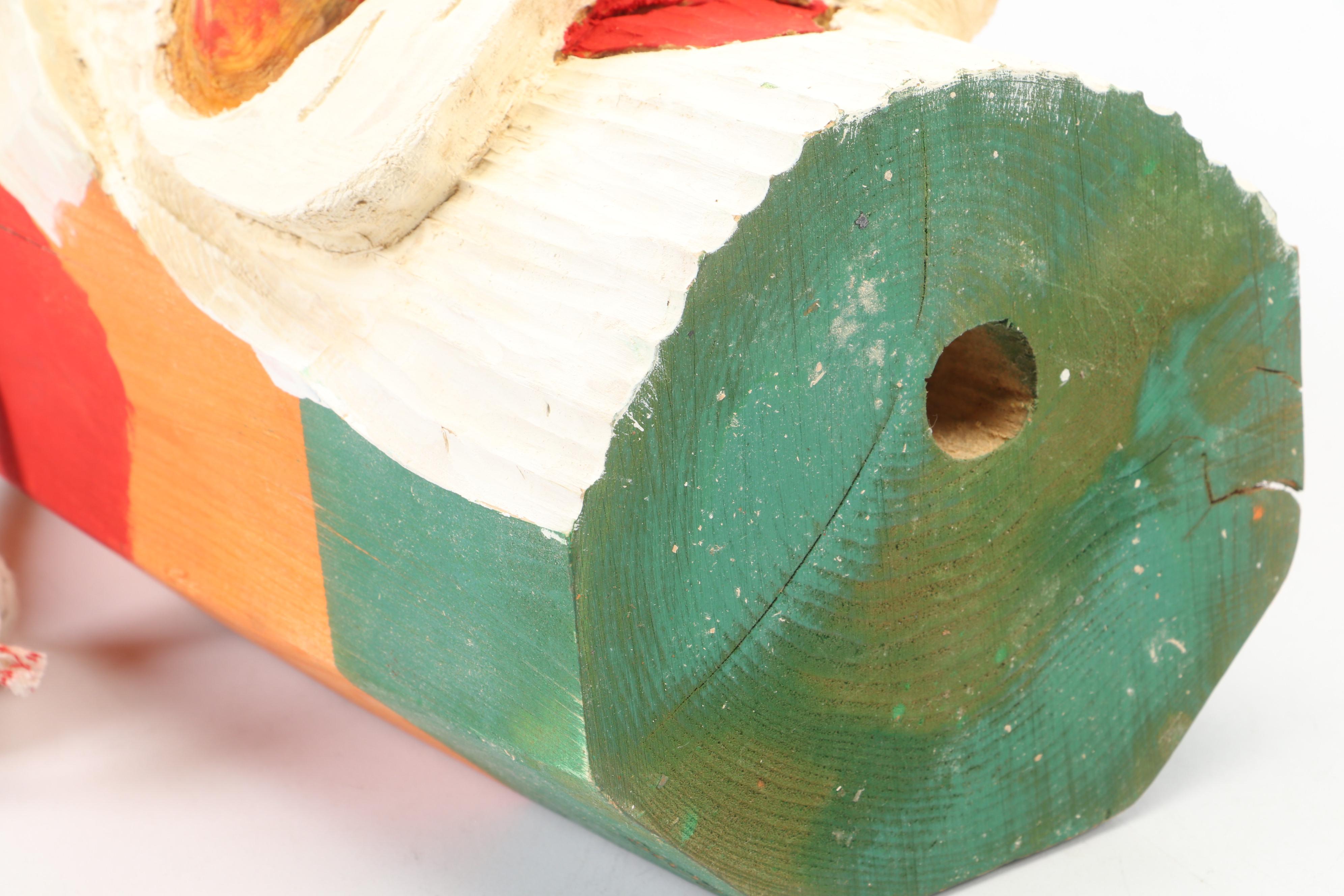 Brian Hall Hand-Painted Wood Santa Head Statue