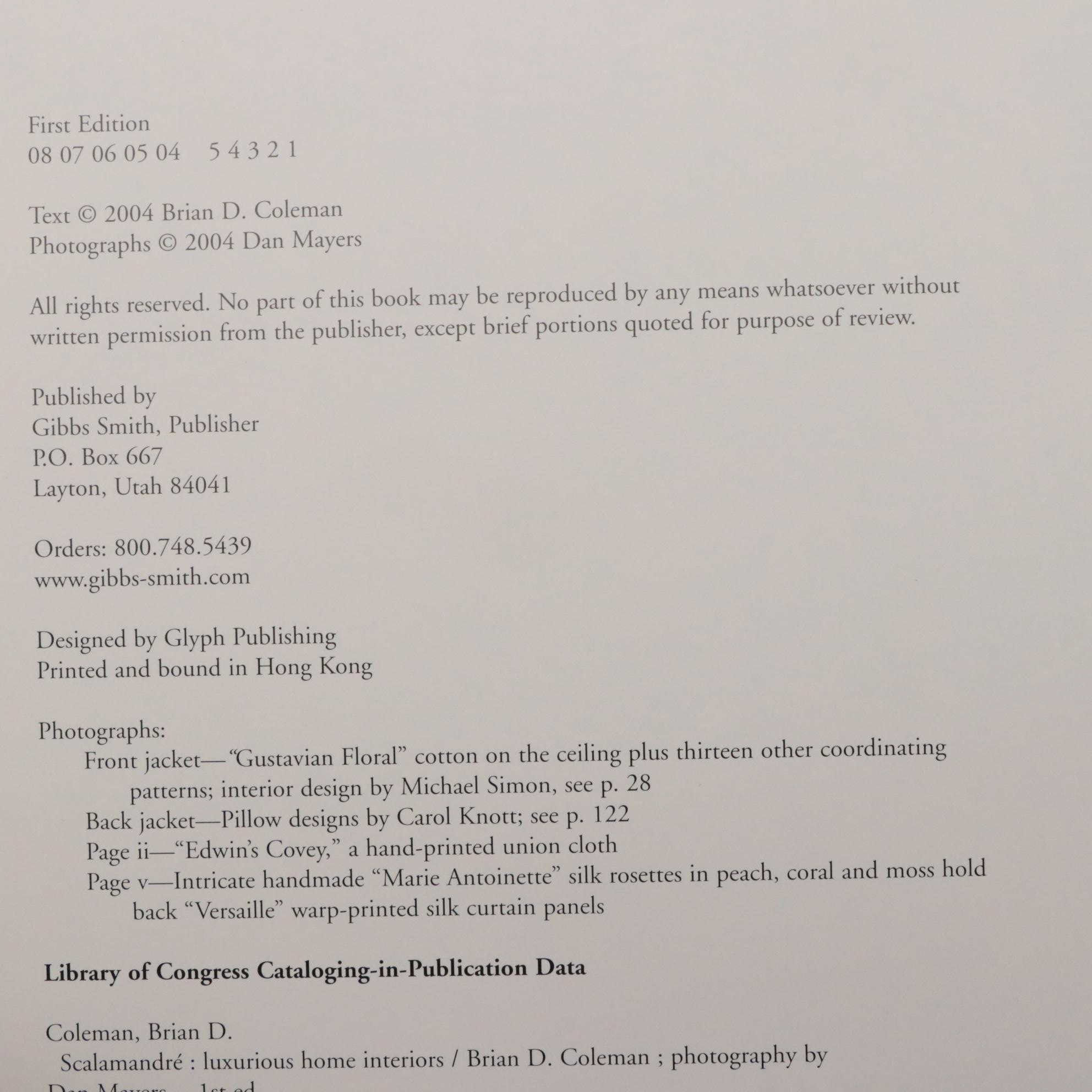 First Edition "Scalamandré: Luxurious Home Interiors" by Brian Coleman and More