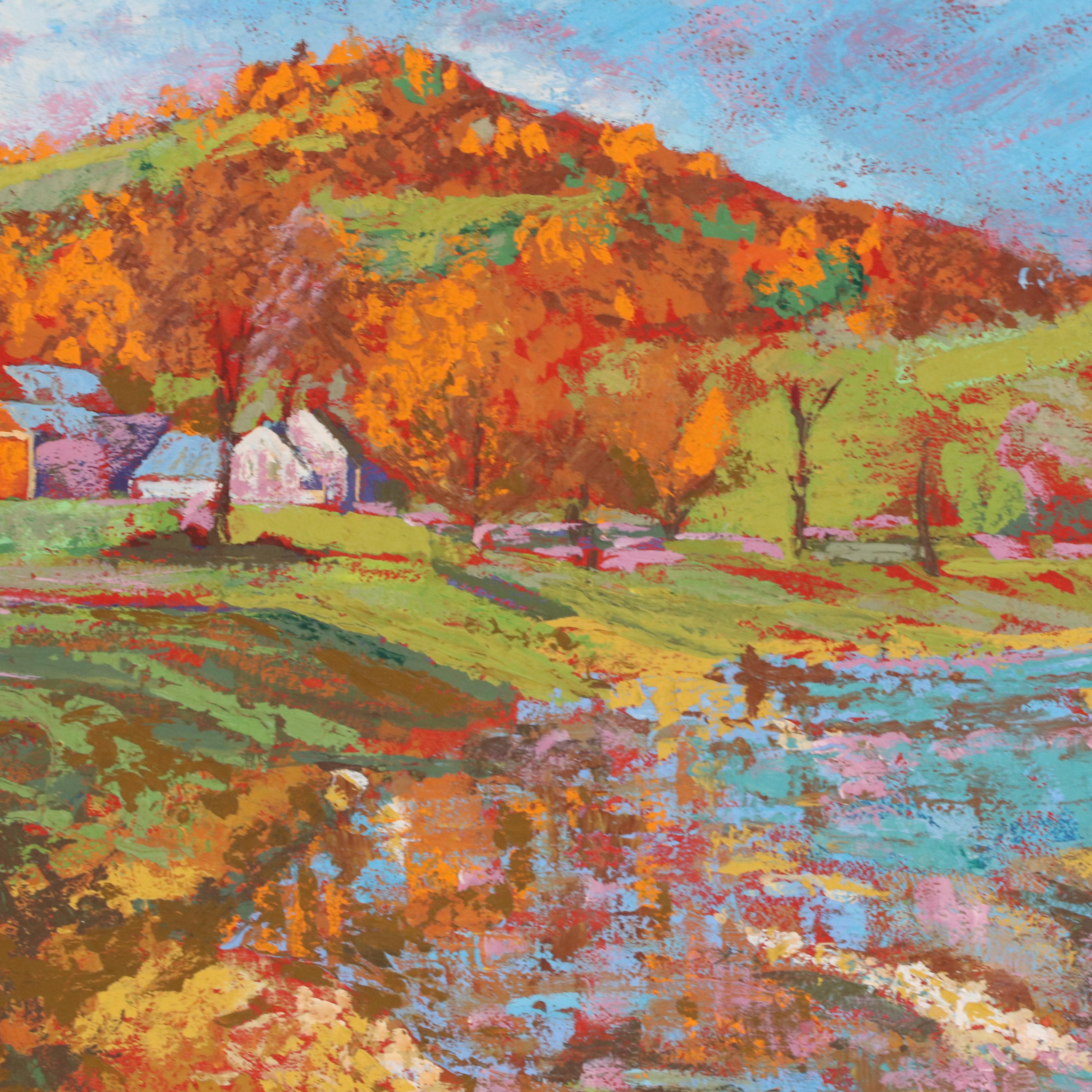 M. Bottger Casein Painting "Golden Hill," Late 20th Century