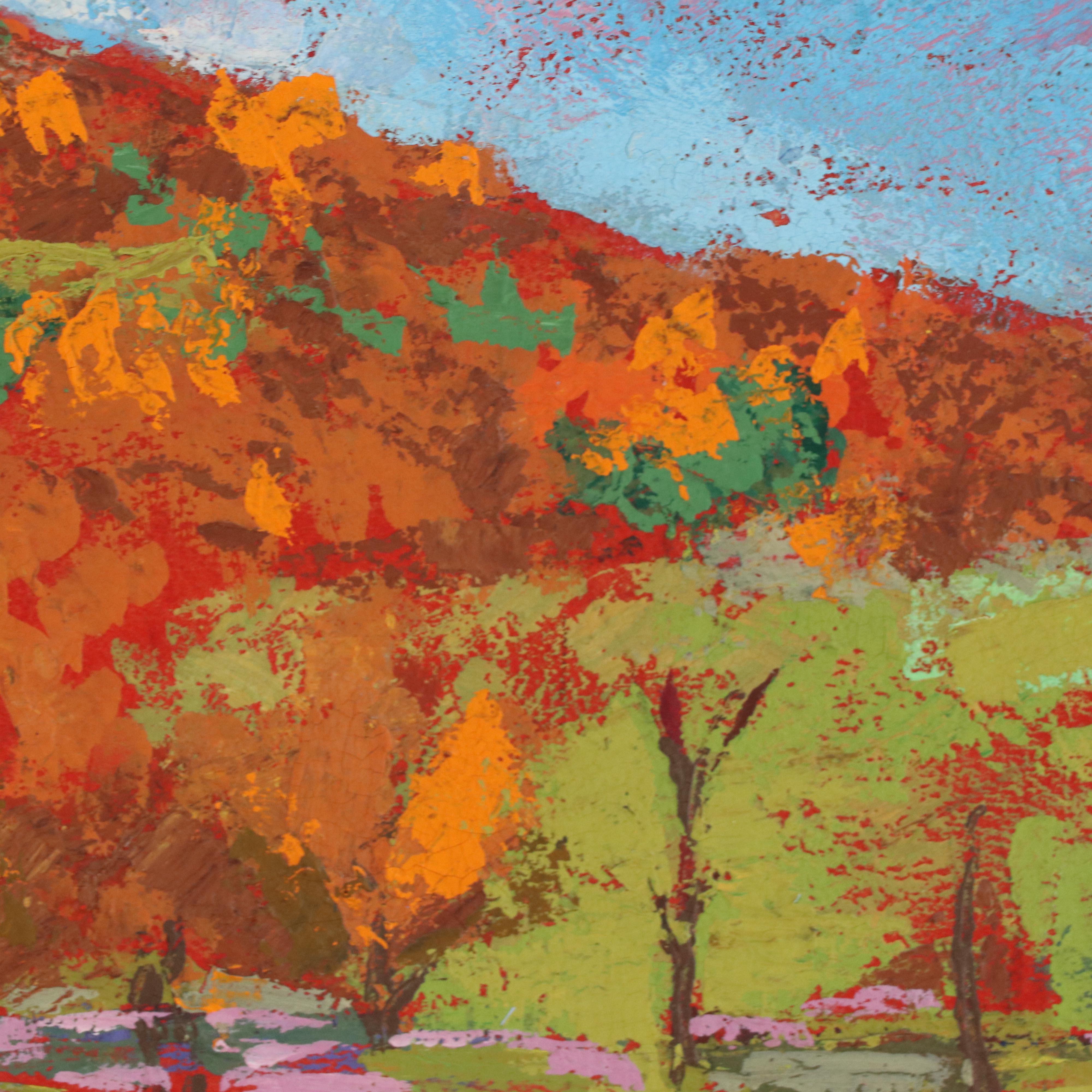 M. Bottger Casein Painting "Golden Hill," Late 20th Century