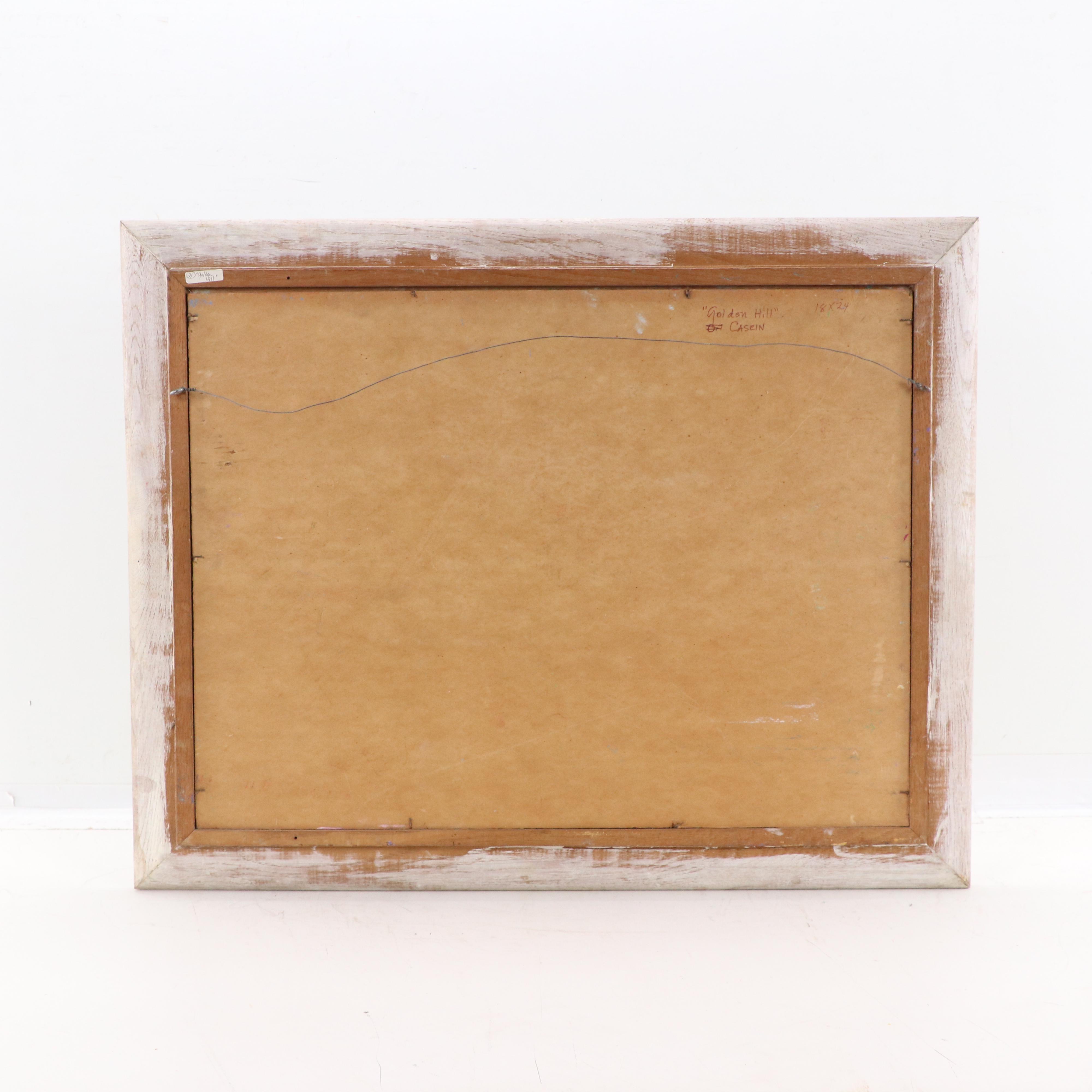 M. Bottger Casein Painting "Golden Hill," Late 20th Century