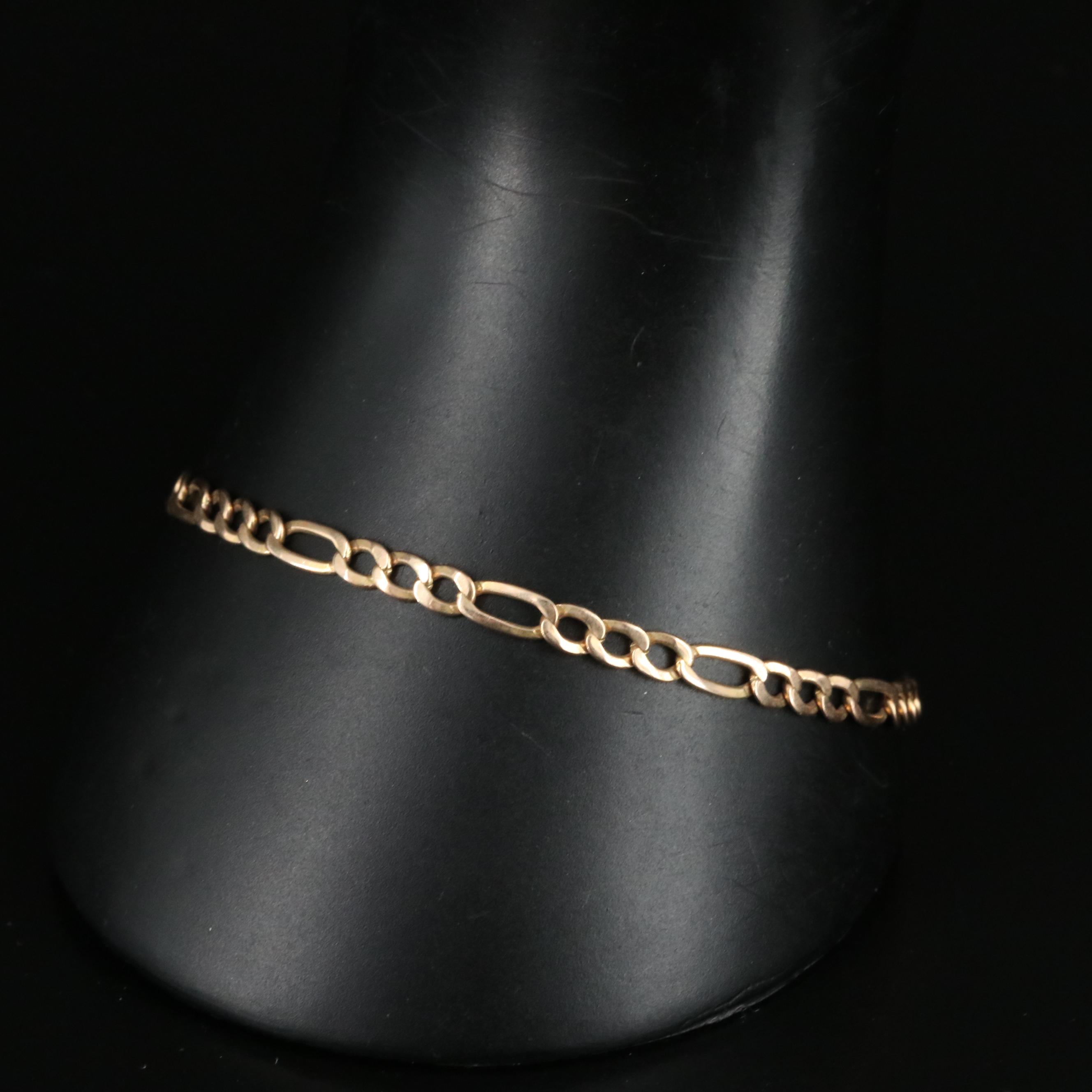 Italian 14K Figaro Chain Bracelet